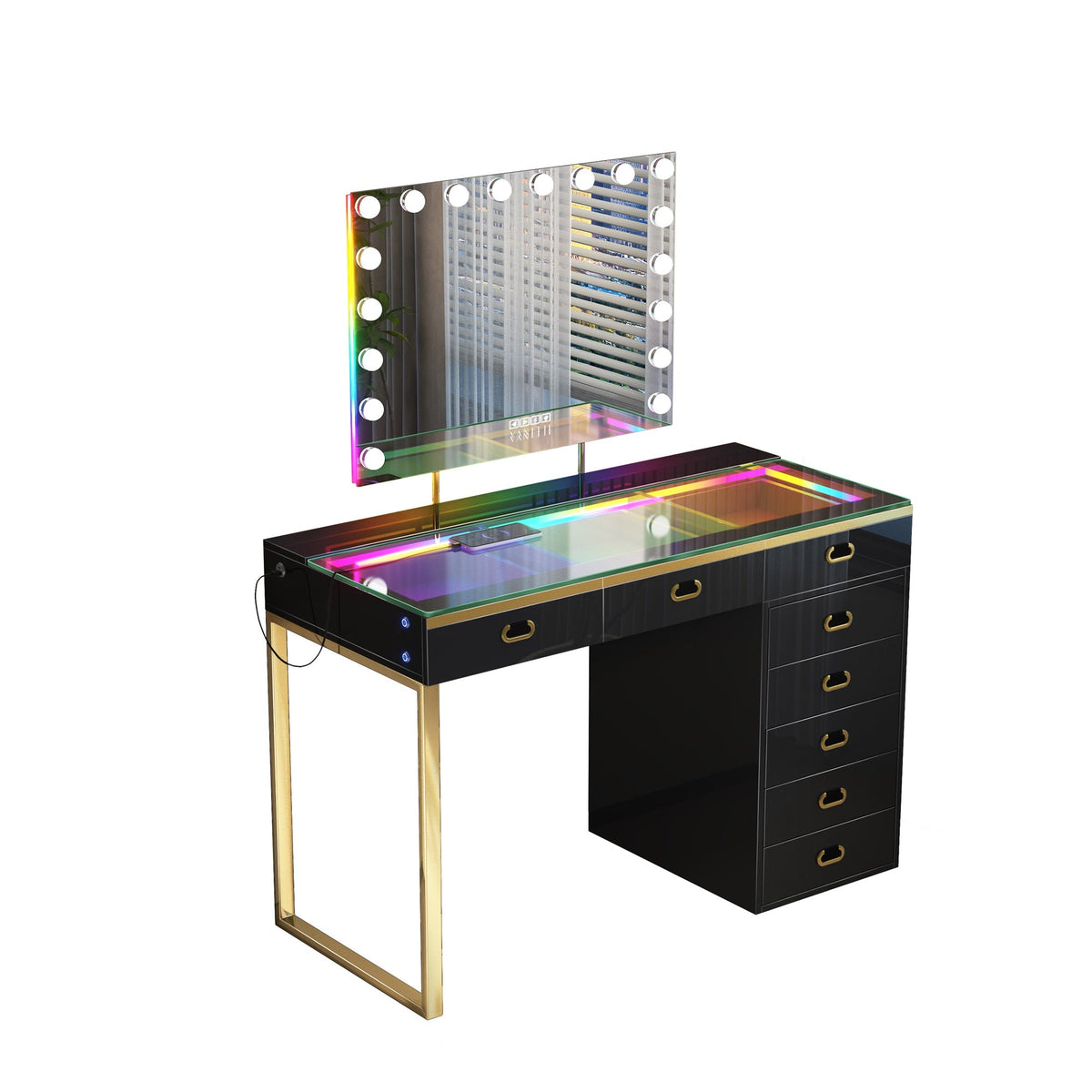 VANITII Chelsea Vanity Set with Hollywood Music Mirror