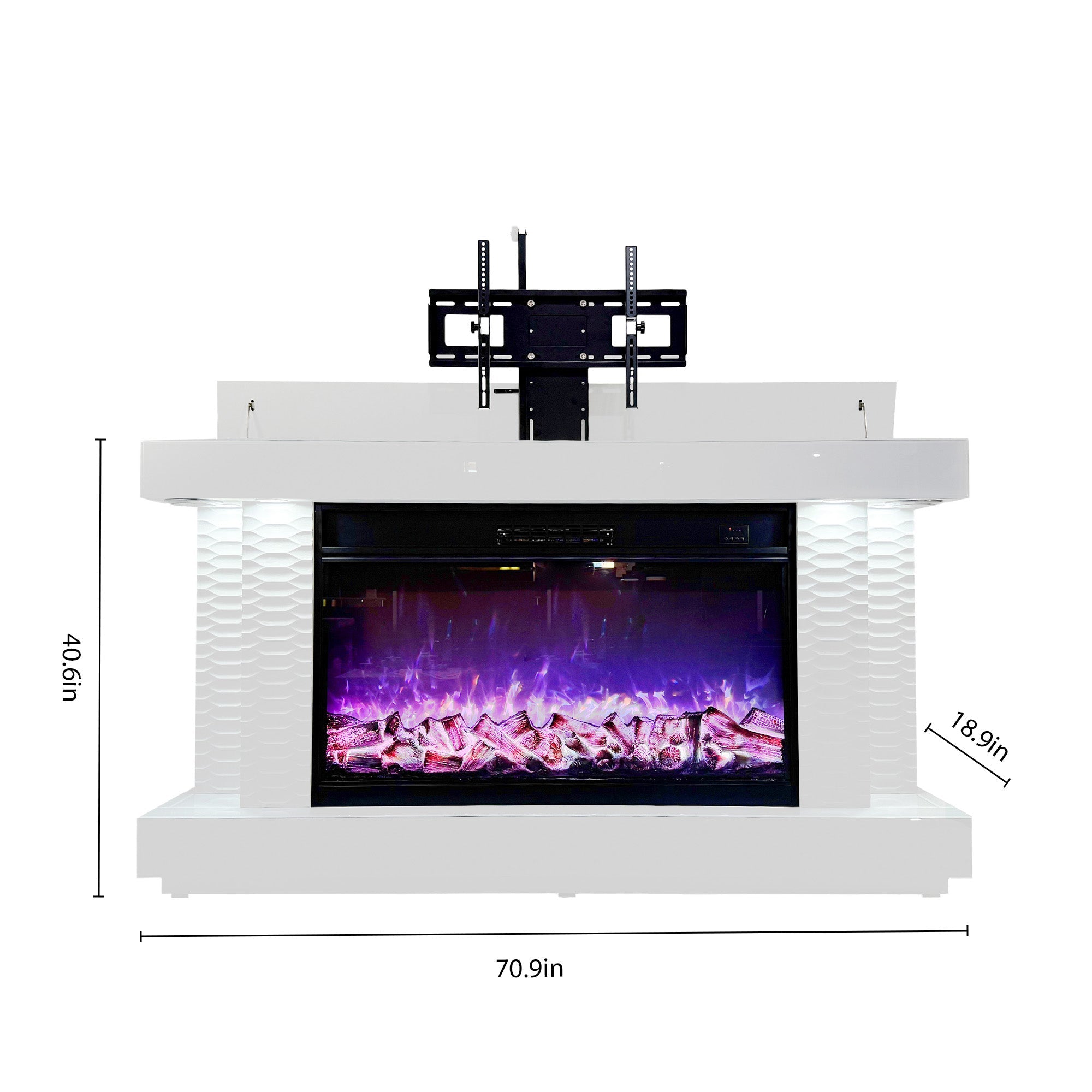 Fully Assembled 71" TV Stand Fireplace with Heating Function and Bluetooth speaker