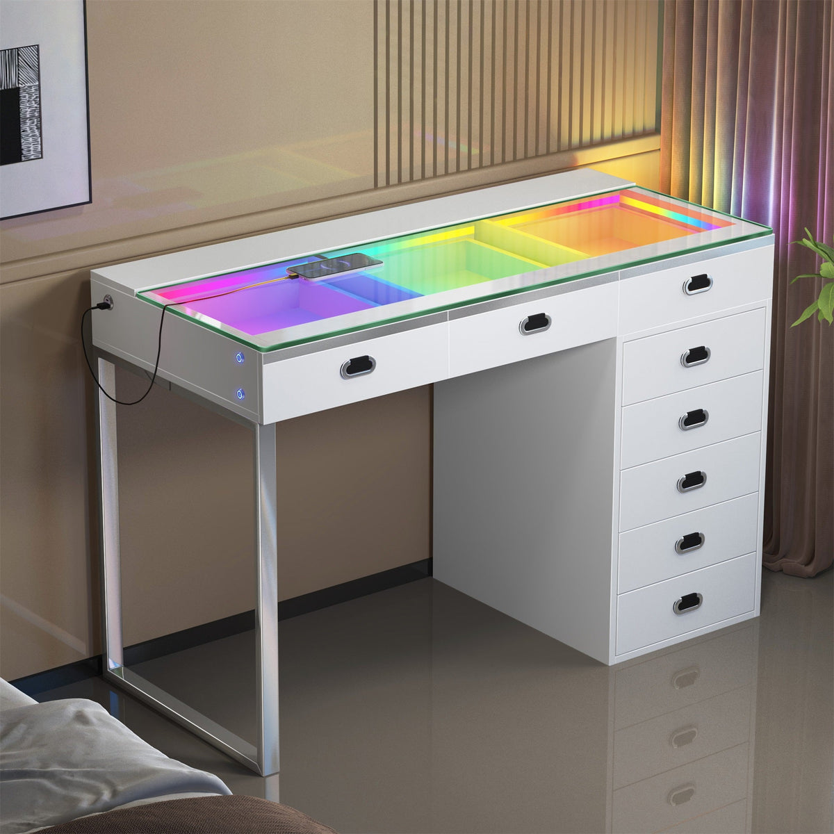 VANITII Chelsea Vanity Desk With 8 Storage Drawers