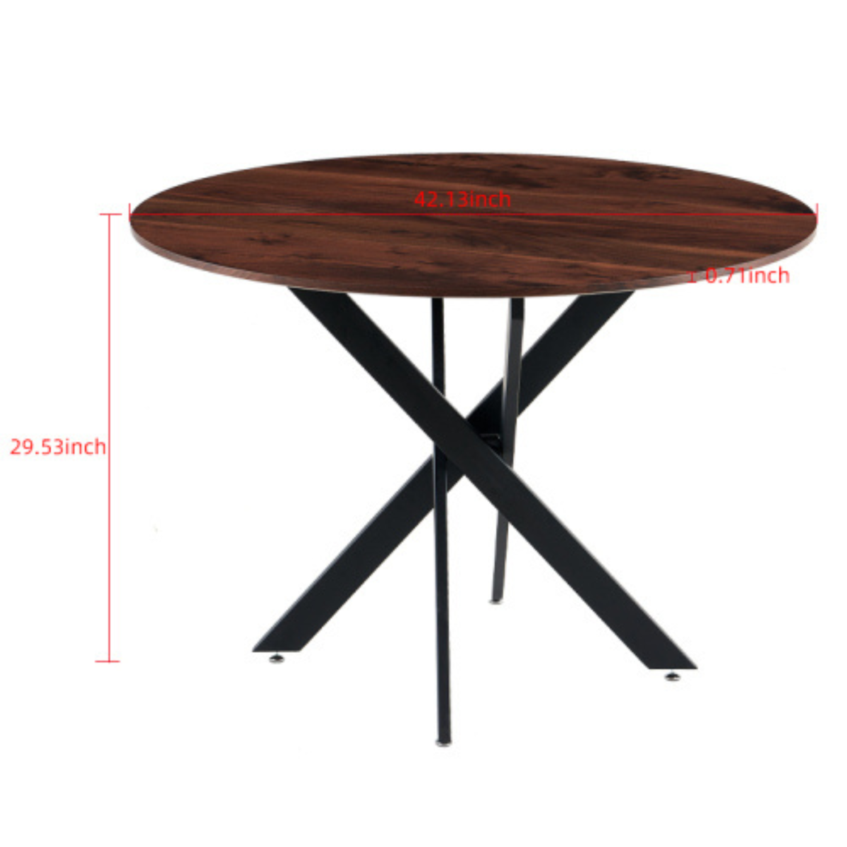 42.1" Mid-Century Round Wood Dining Table - Cross Leg Pedestal