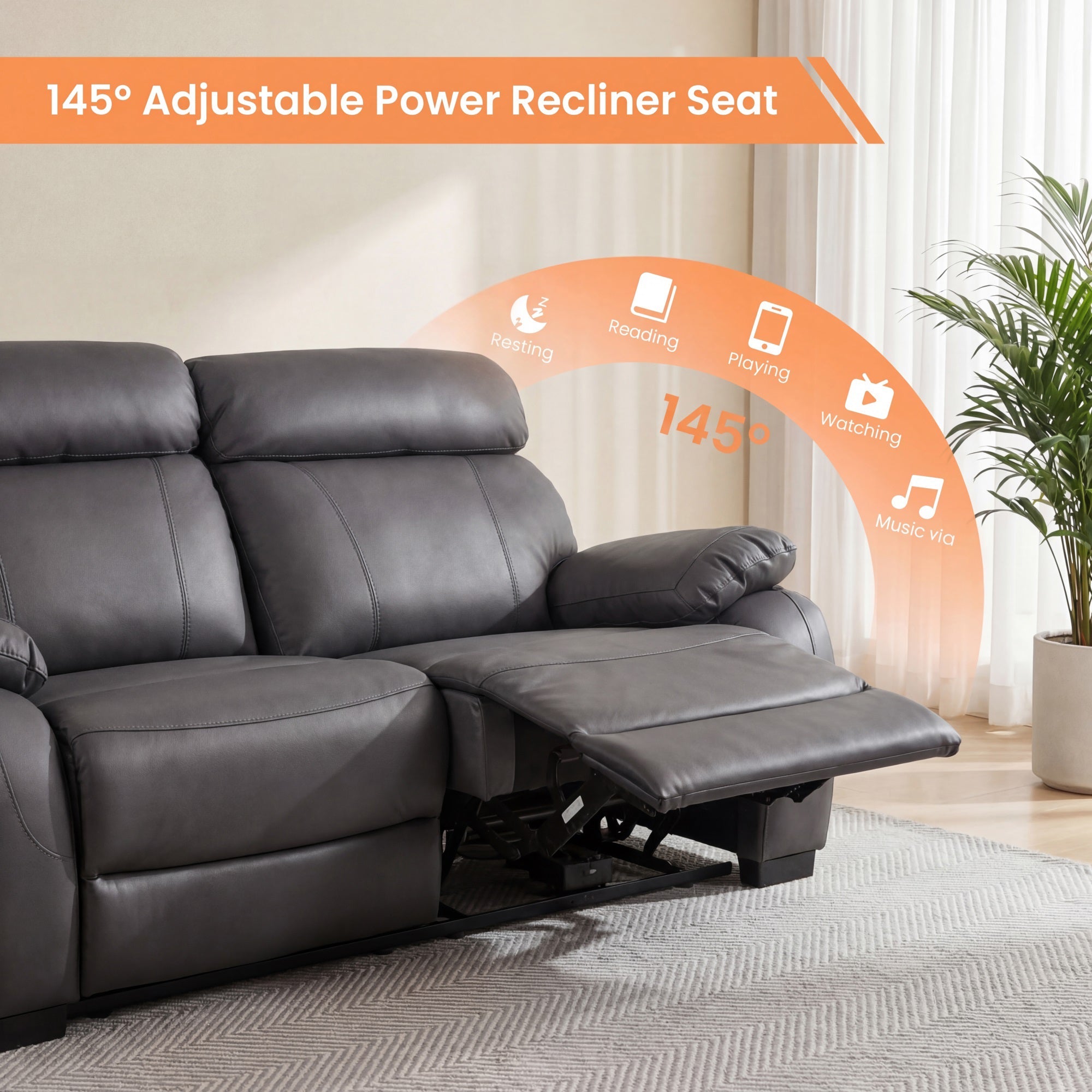 Power Recliner Sofa MR2041W Gray