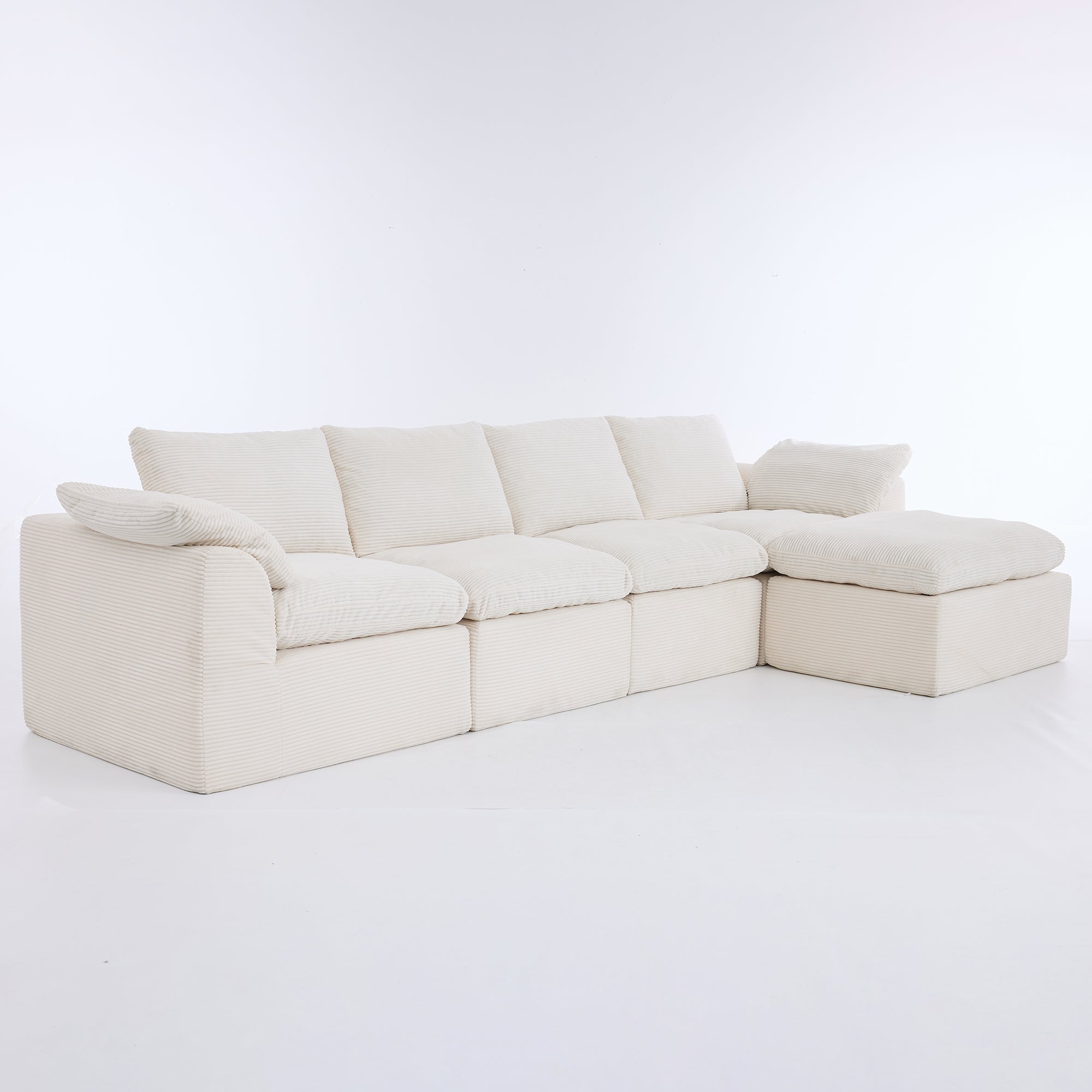 Michia Modular Sectional 6-piece Beige with Ottoman
