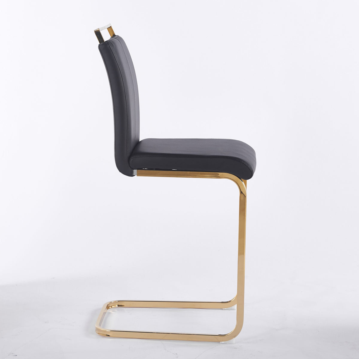 Contemporary Upholstered Dining Chair, Diamond Stitched PU Leather with Gold/Chrome Cantilever Base 4pCS/CTN