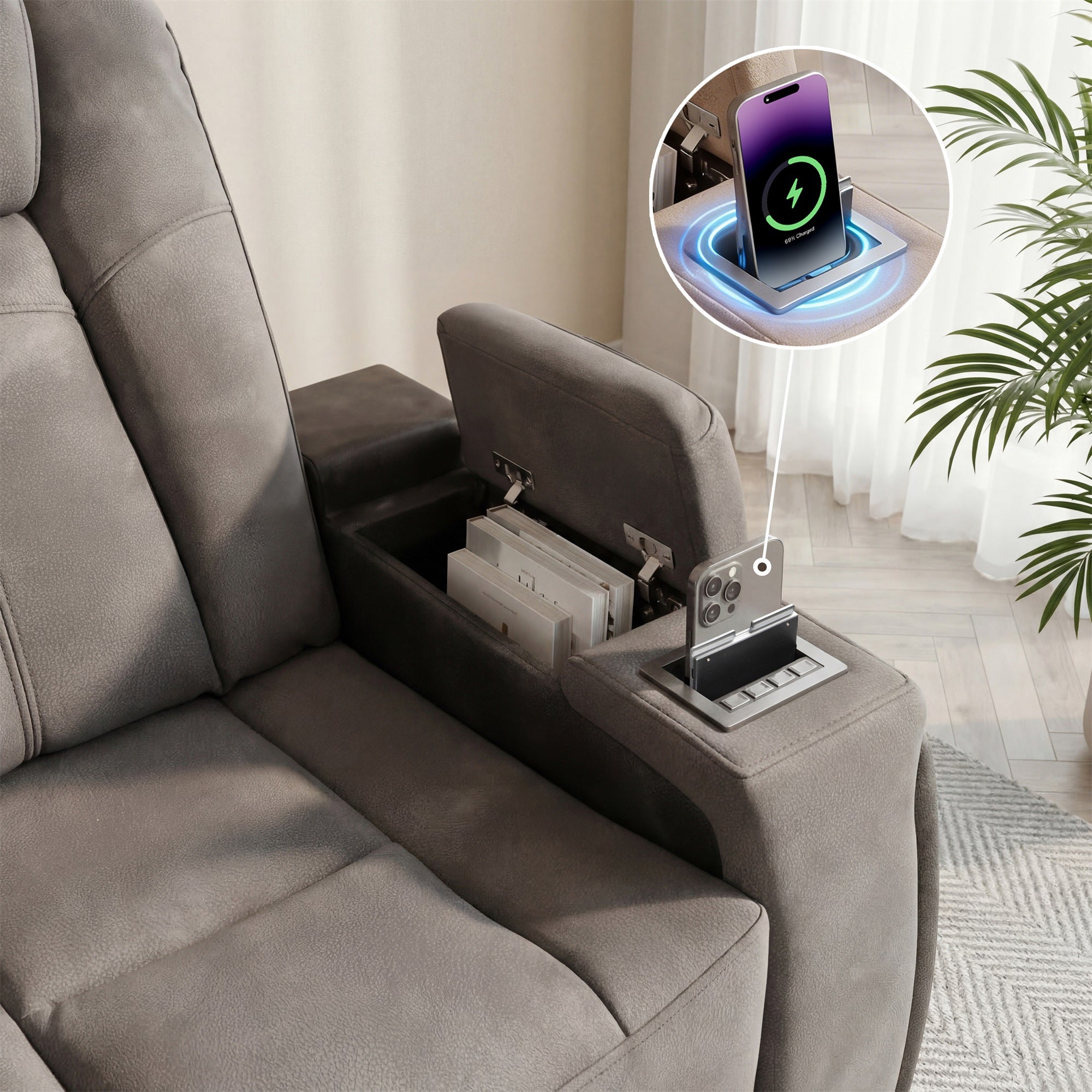 Charlie Gray Power Recliner Chair