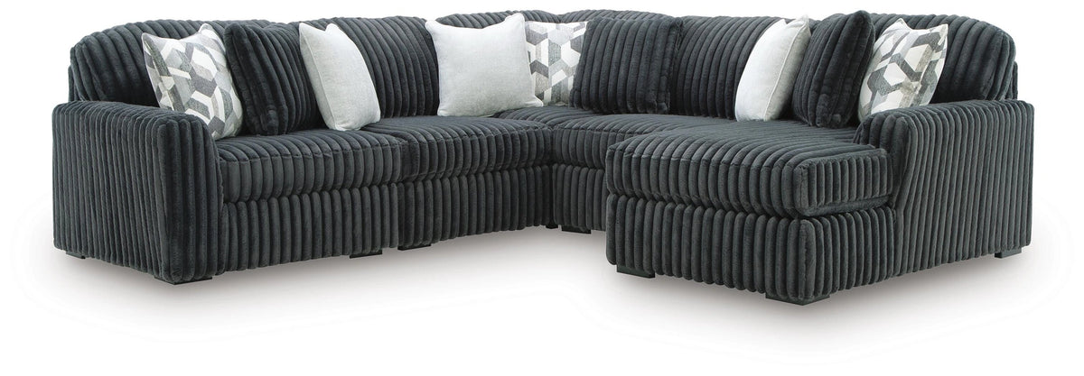 Midnight-Madness Sectional with Chaise - Gunmetal