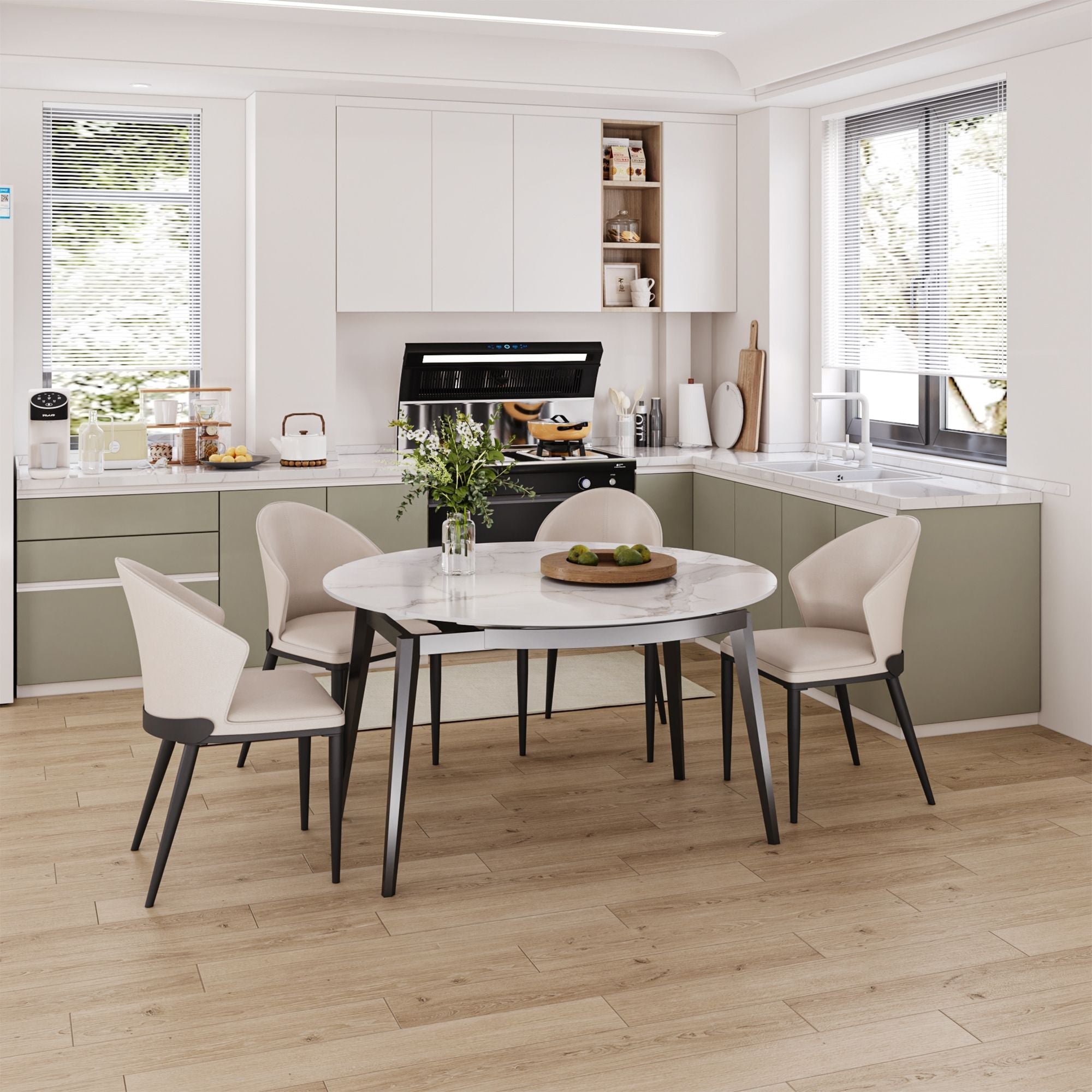 11mm Sintered Stone Dining Table is placed in the dining room,being both beautiful and practical.