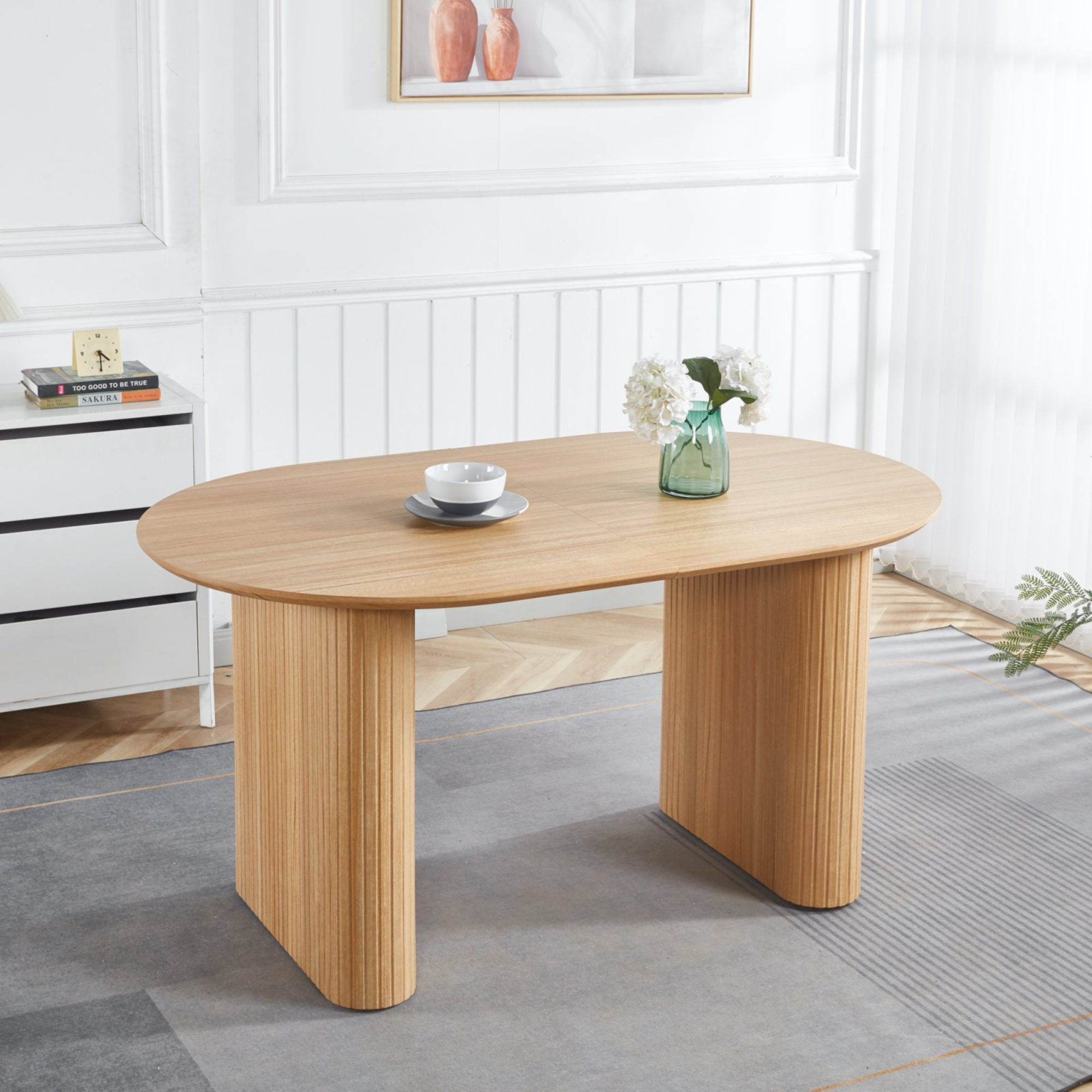 Oval MDF Tabletop Dining Set
