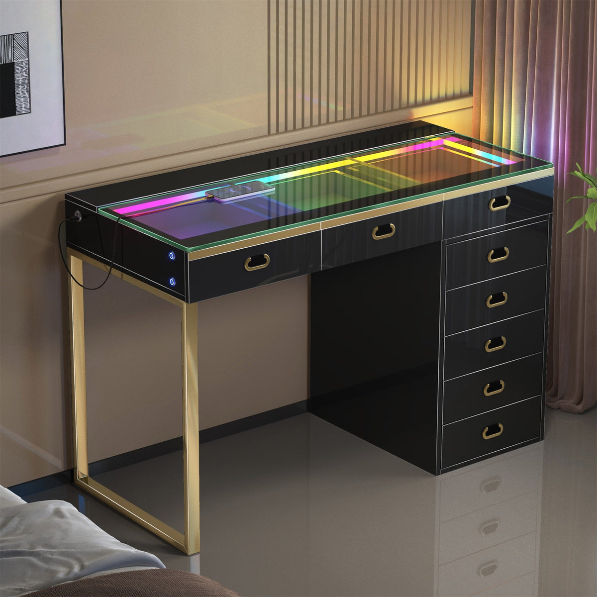 VANITII Chelsea Vanity Desk With 8 Storage Drawers