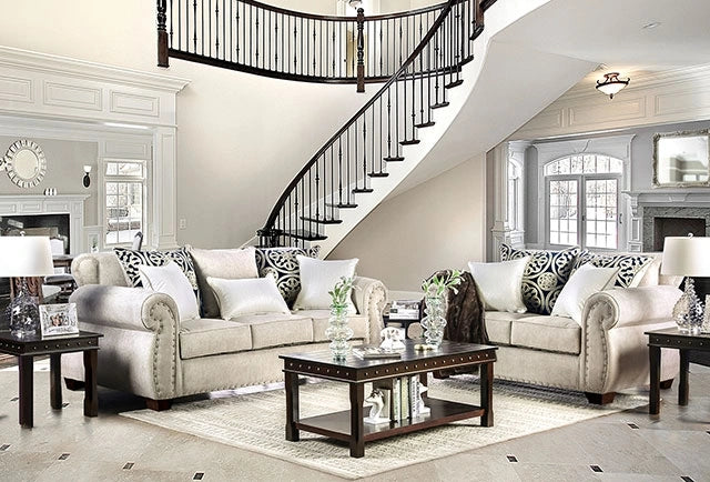 Sinatra Light Mocha/Navy/Champagne Love Seat
