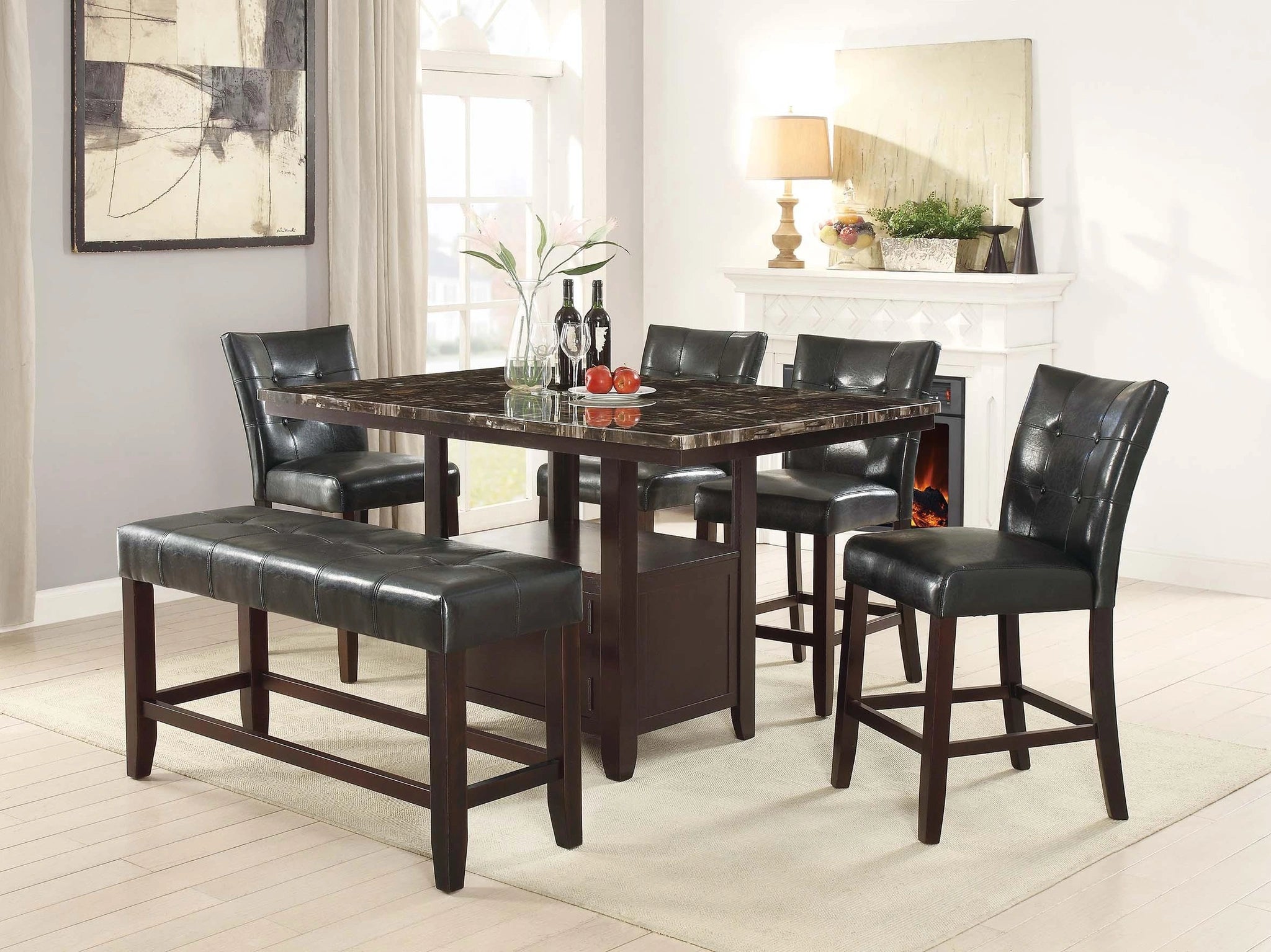 Sfvnco Counter Height Table W/Storgae in Espresso