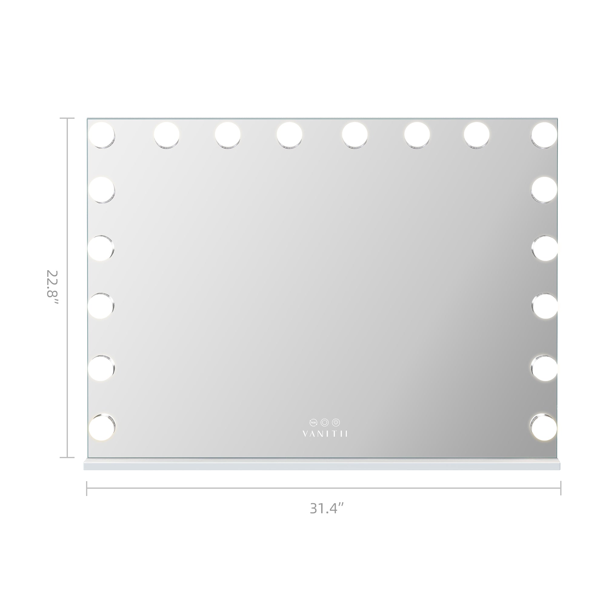 VANITII Mary Hollywood Glow Vanity Mirror with RGB - 18 Dimmable LED Bulbs