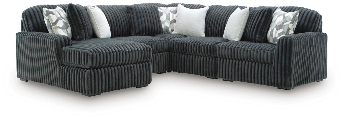 Midnight-Madness Sectional with Chaise - Gunmetal