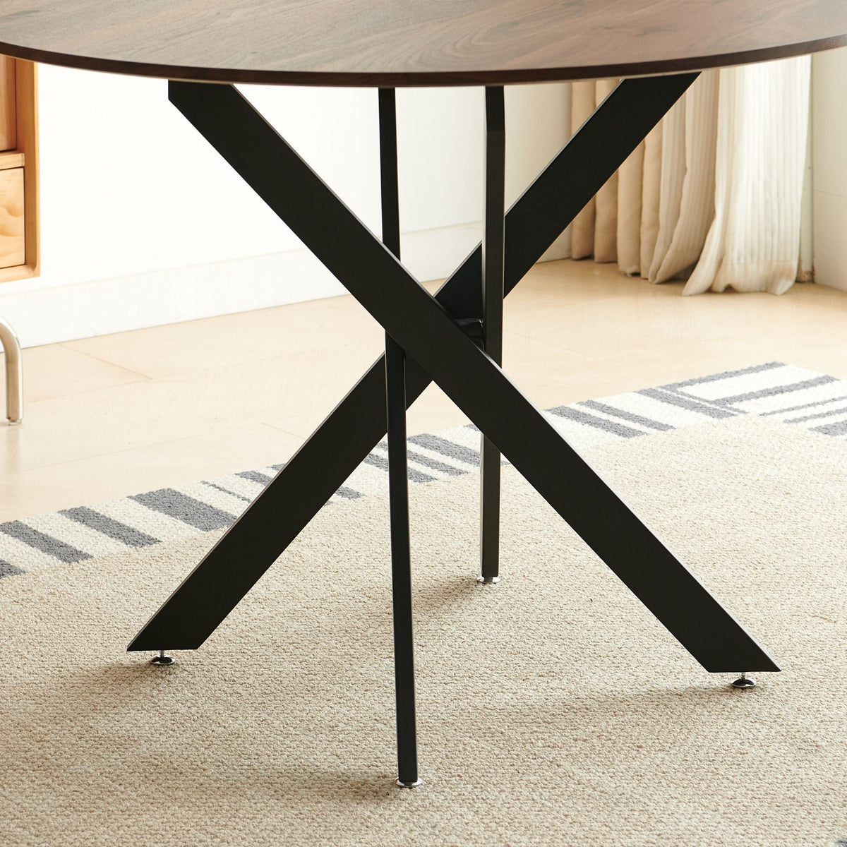 42.1" Mid-Century Round Wood Dining Table - Cross Leg Pedestal