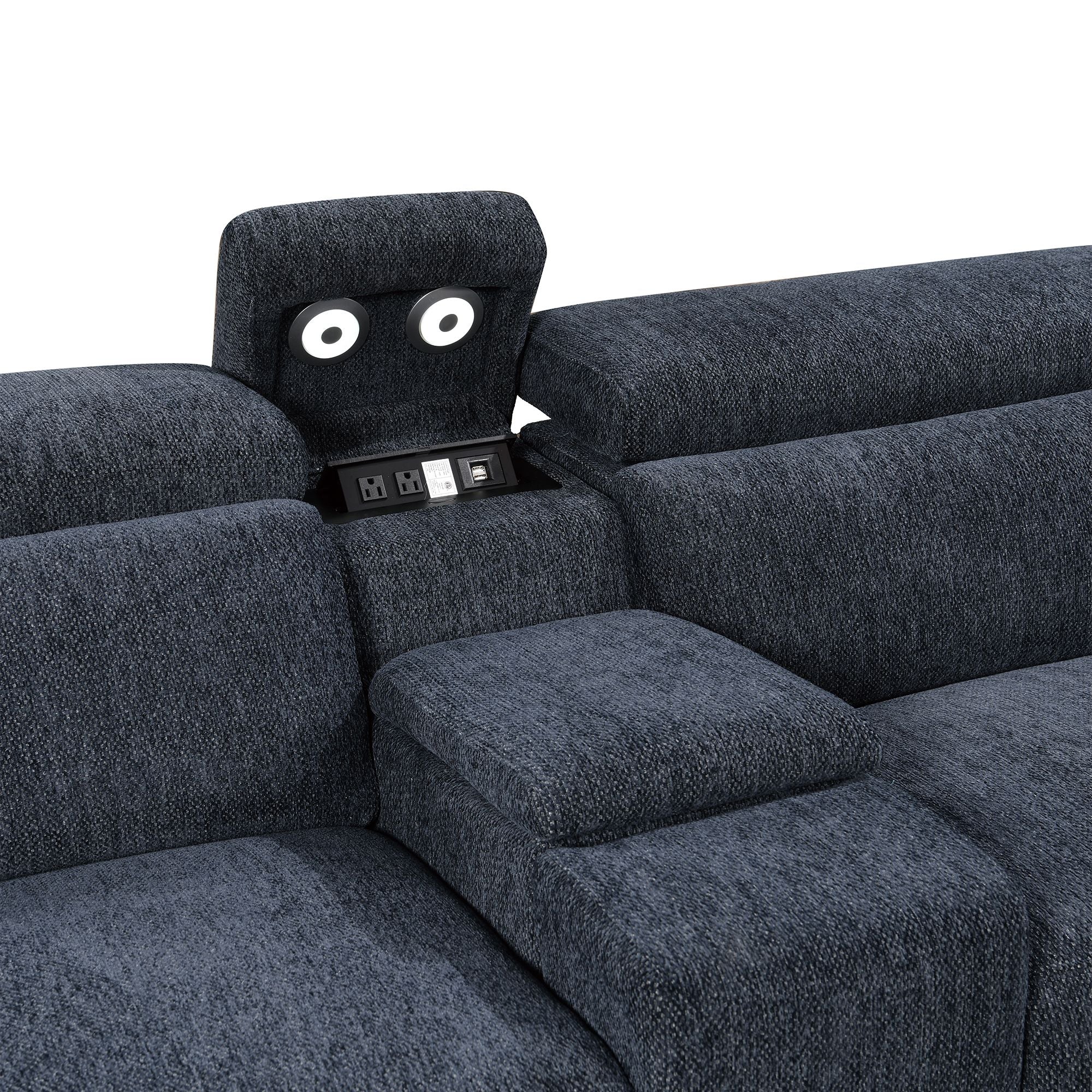 Power Recliner Fabric Sectional MC3028 Blue