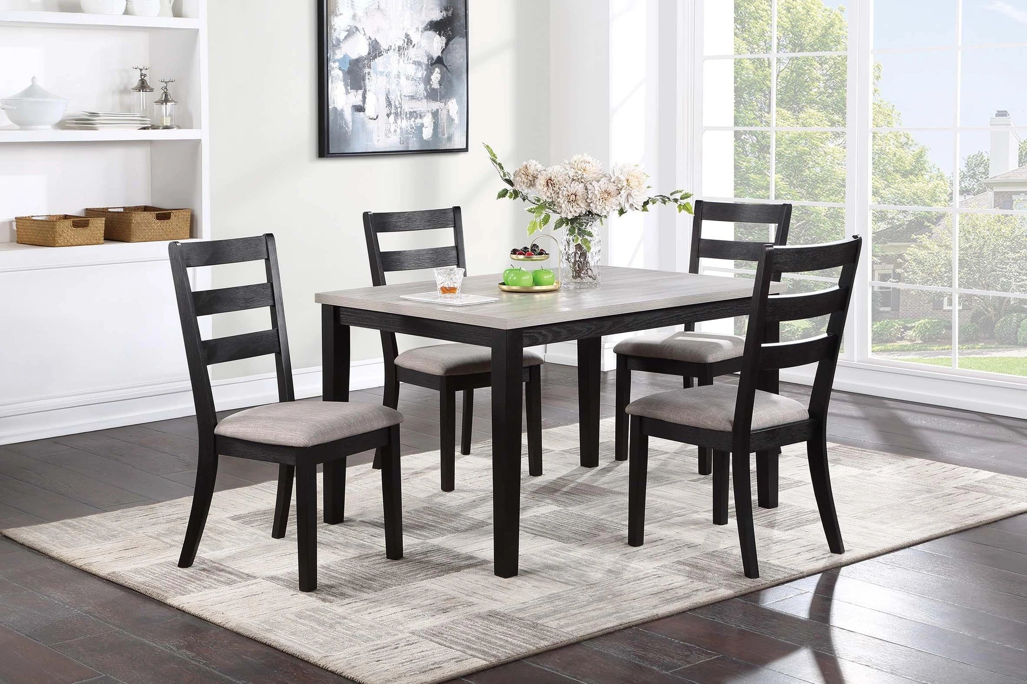 Tamich 5-Pcs Dining Set in Black + White