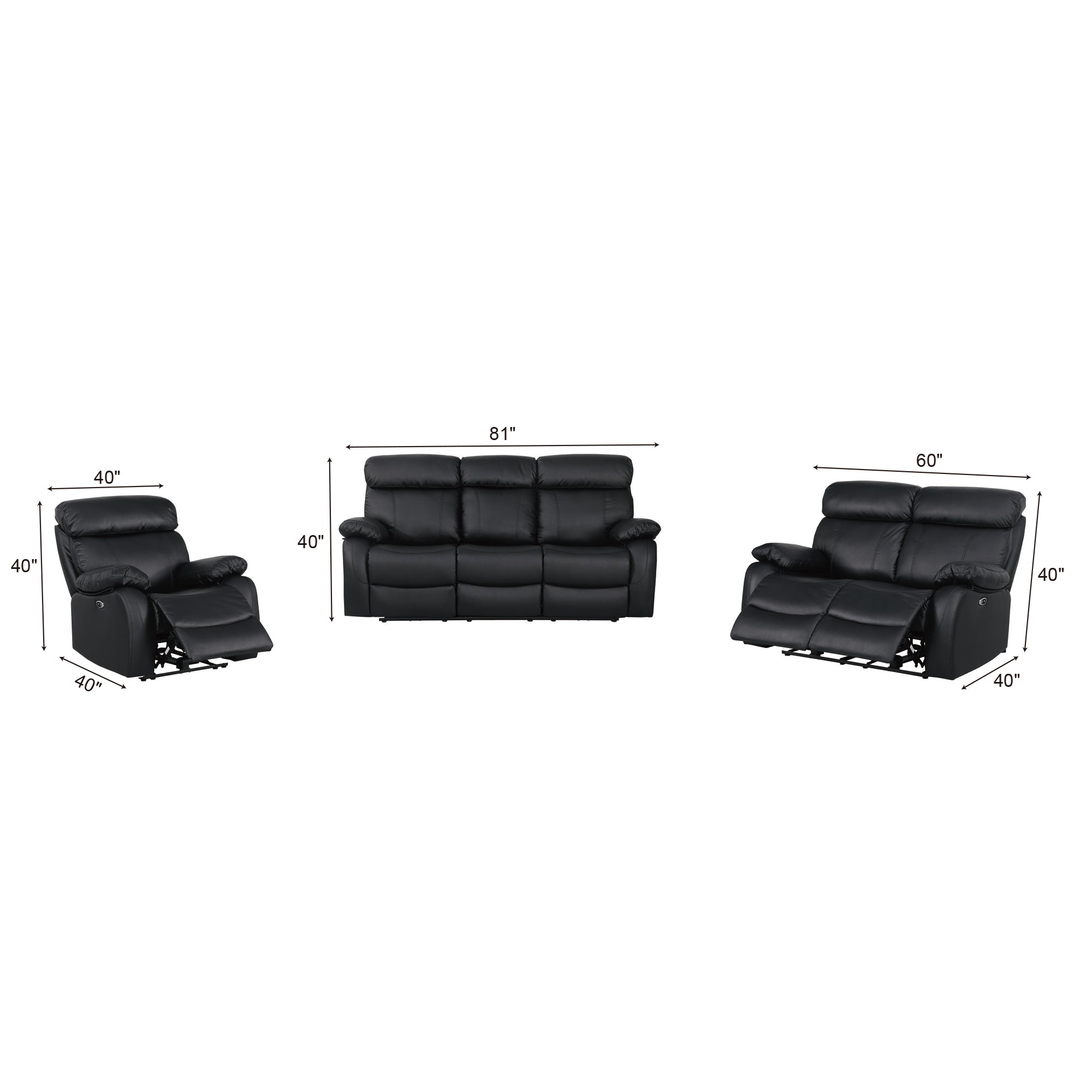 Power Recliner Loveseat MR2041W Black