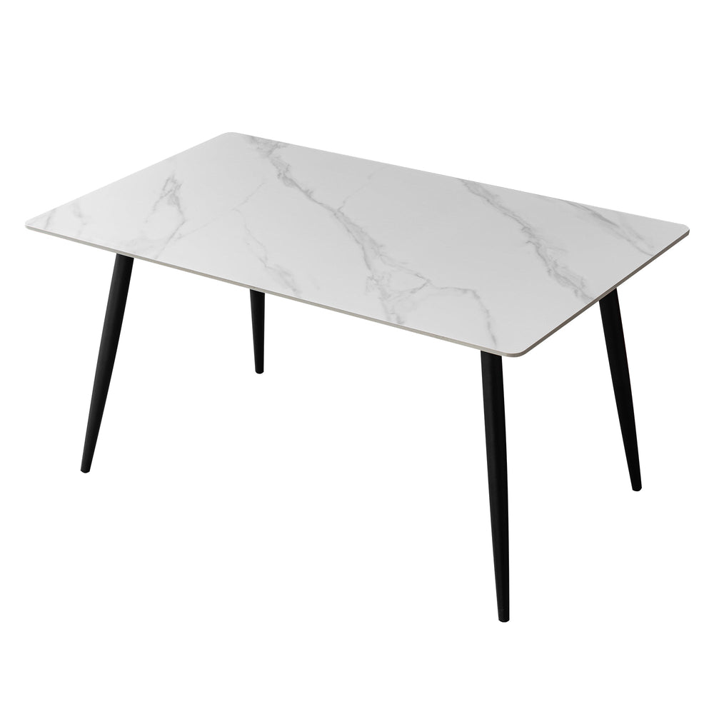 White Faux Marble Dining Table