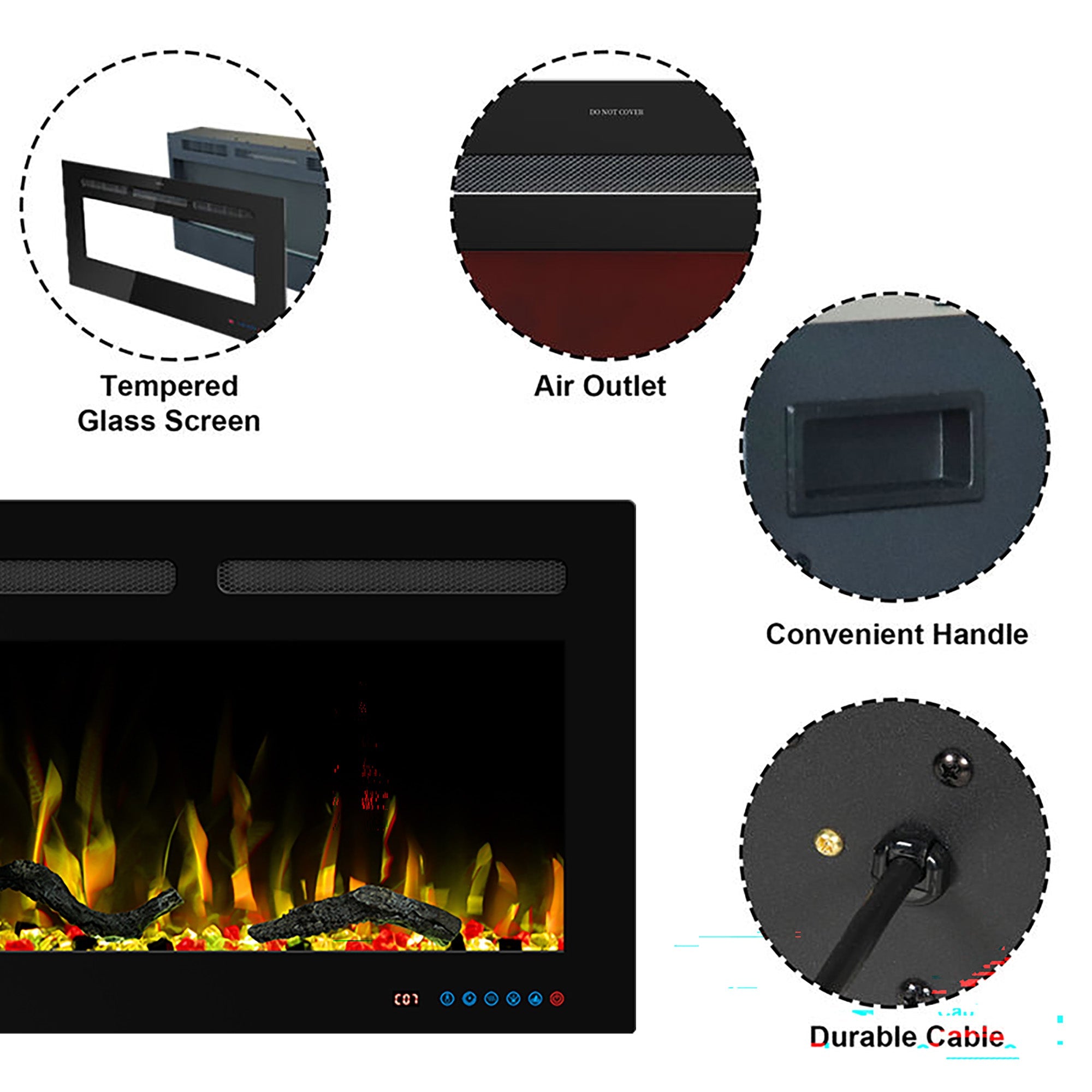 Fully Assembled 72" Electric Fireplace EF72R PRO
