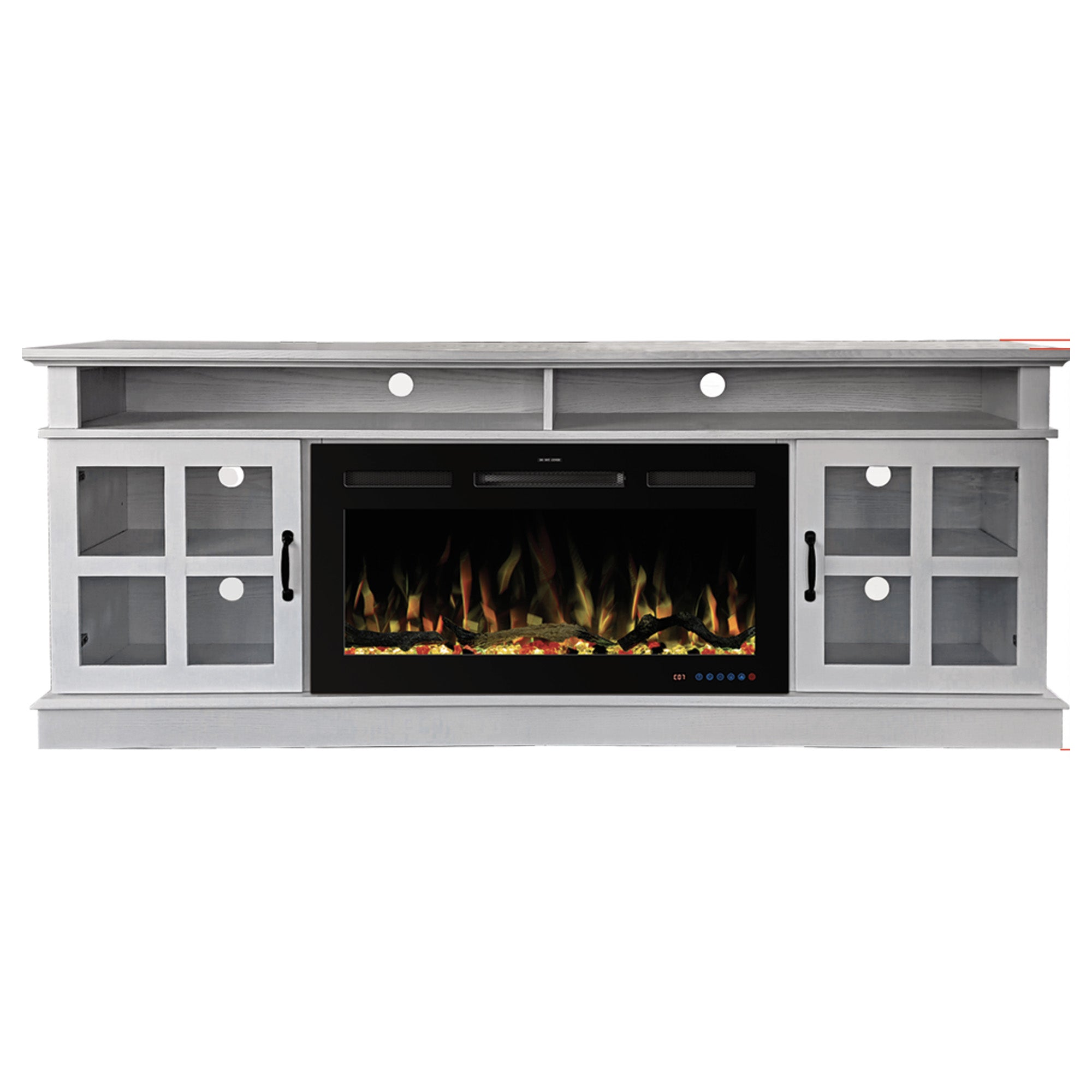 Fully Assembled 72" Ash Wood Veneer Fireplace TV Stand