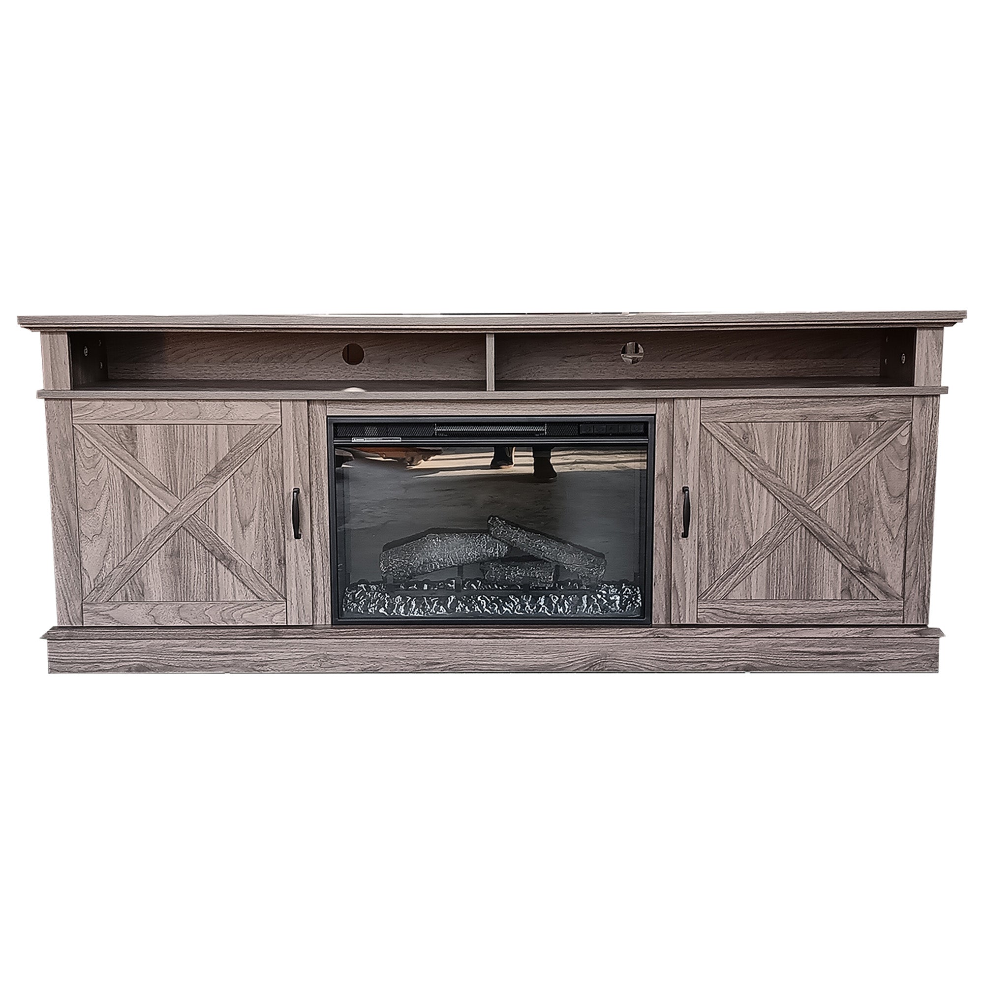 Fully Assembled 72" Melamine Veneer Fireplace TV stand