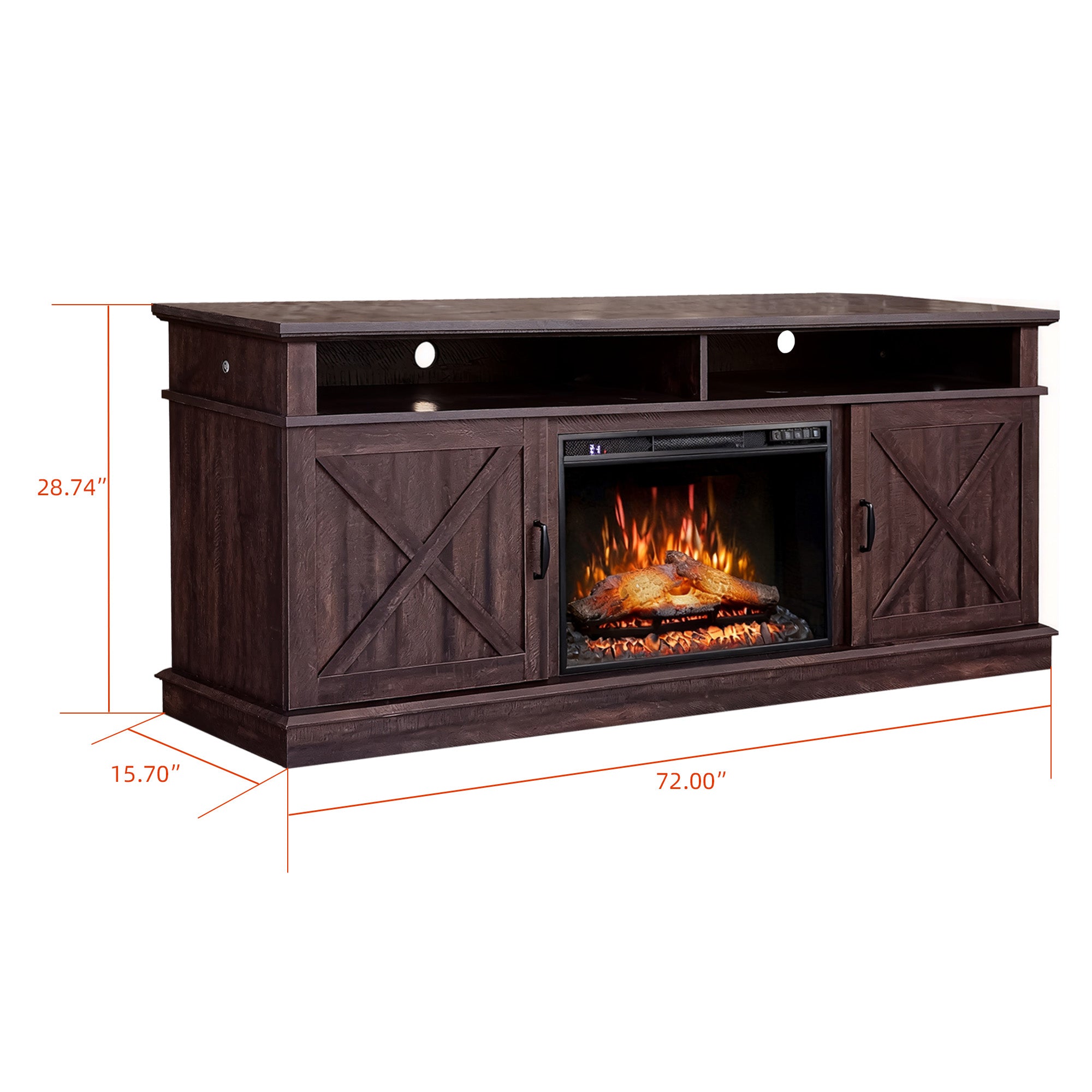 Fully Assembled 72" Melamine Veneer Fireplace TV stand
