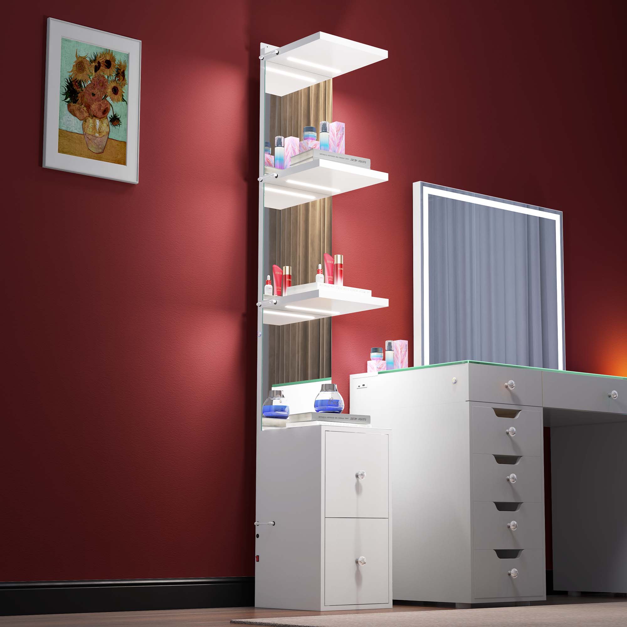 VANITII New Fashion Celina Pro Bookself – A Stylish Upgrade with Mirror Functionality