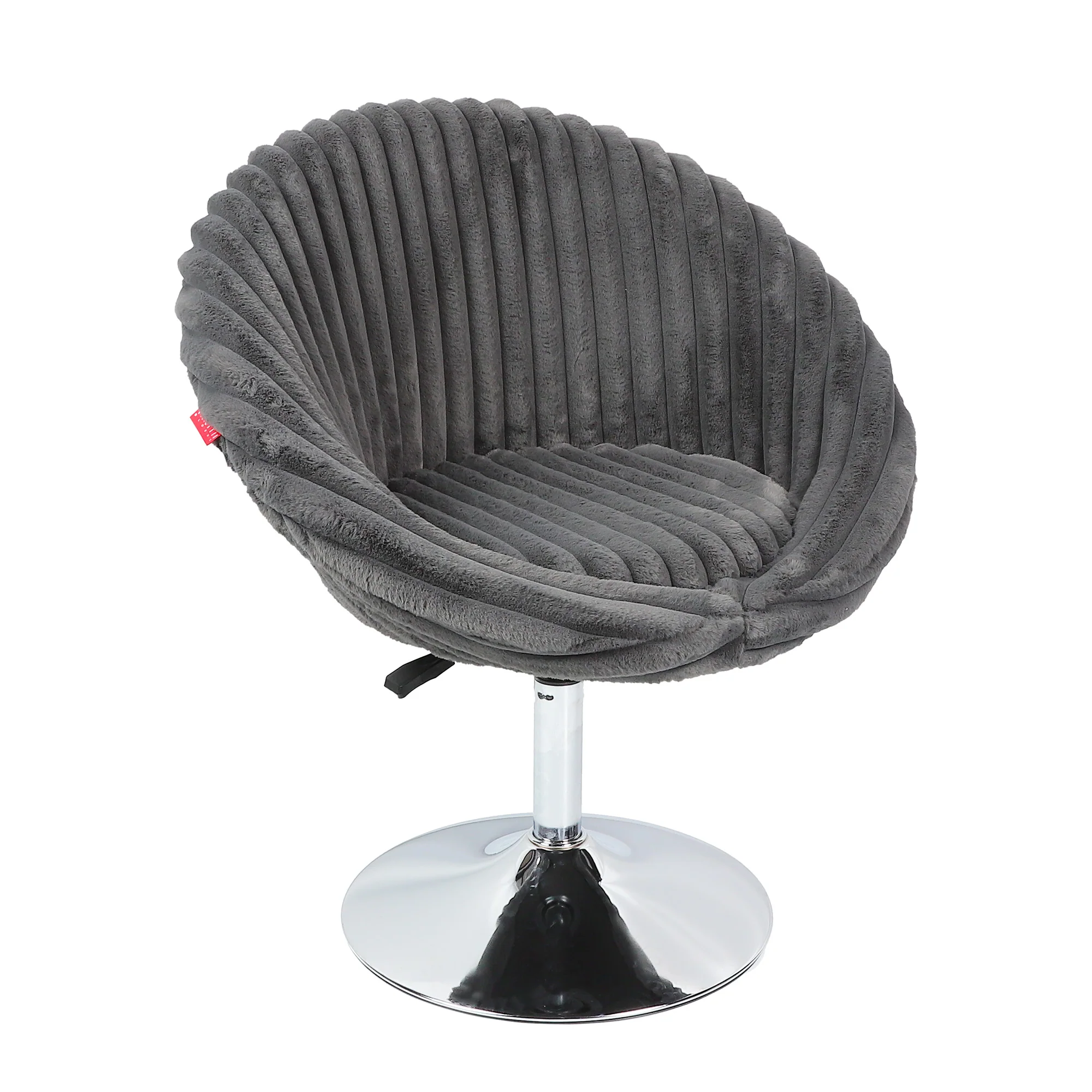 Bella Swivel Rabbit Fur Vanity Chair-Grey
