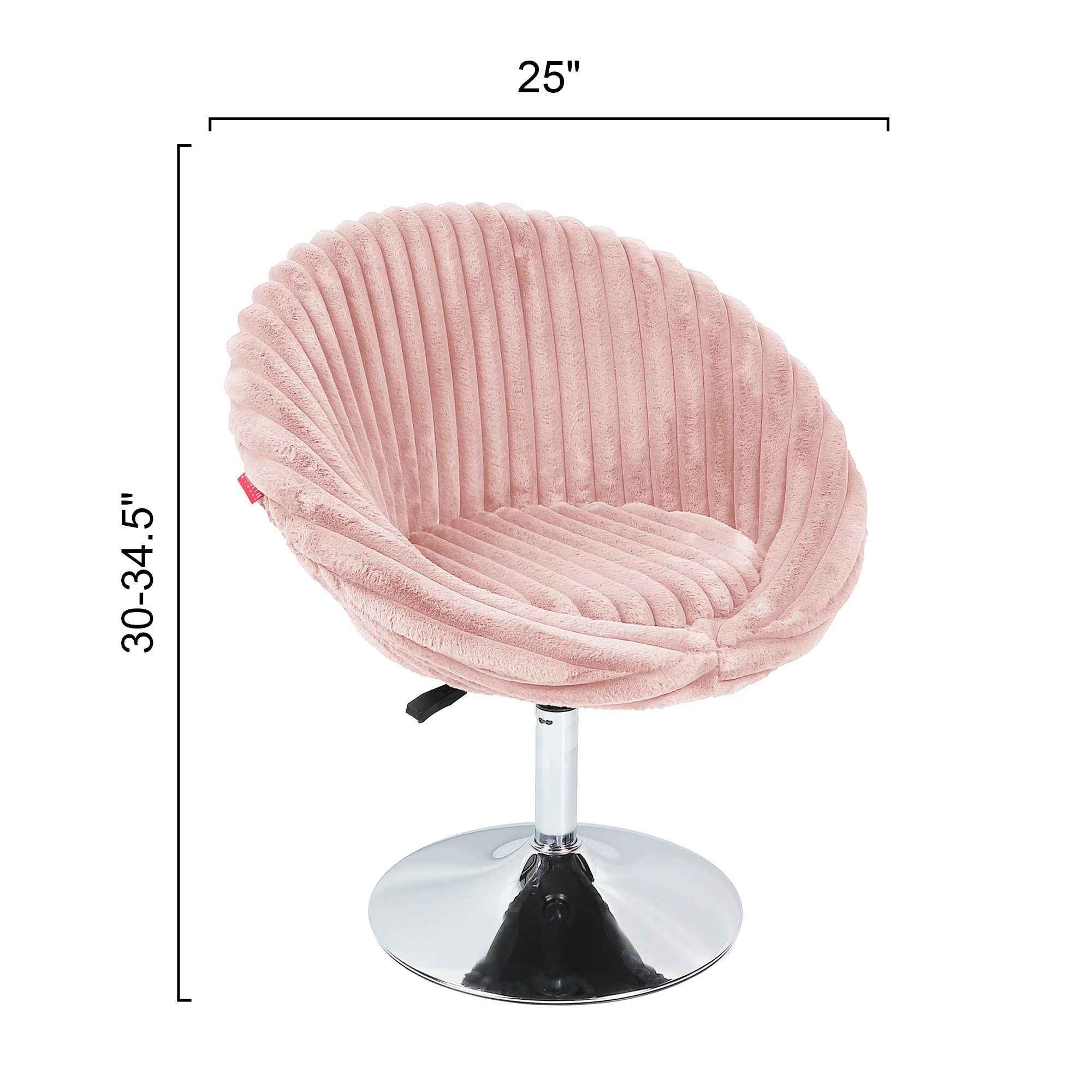 Size of Bella Swivel Rabbit Fur Vanity Chair