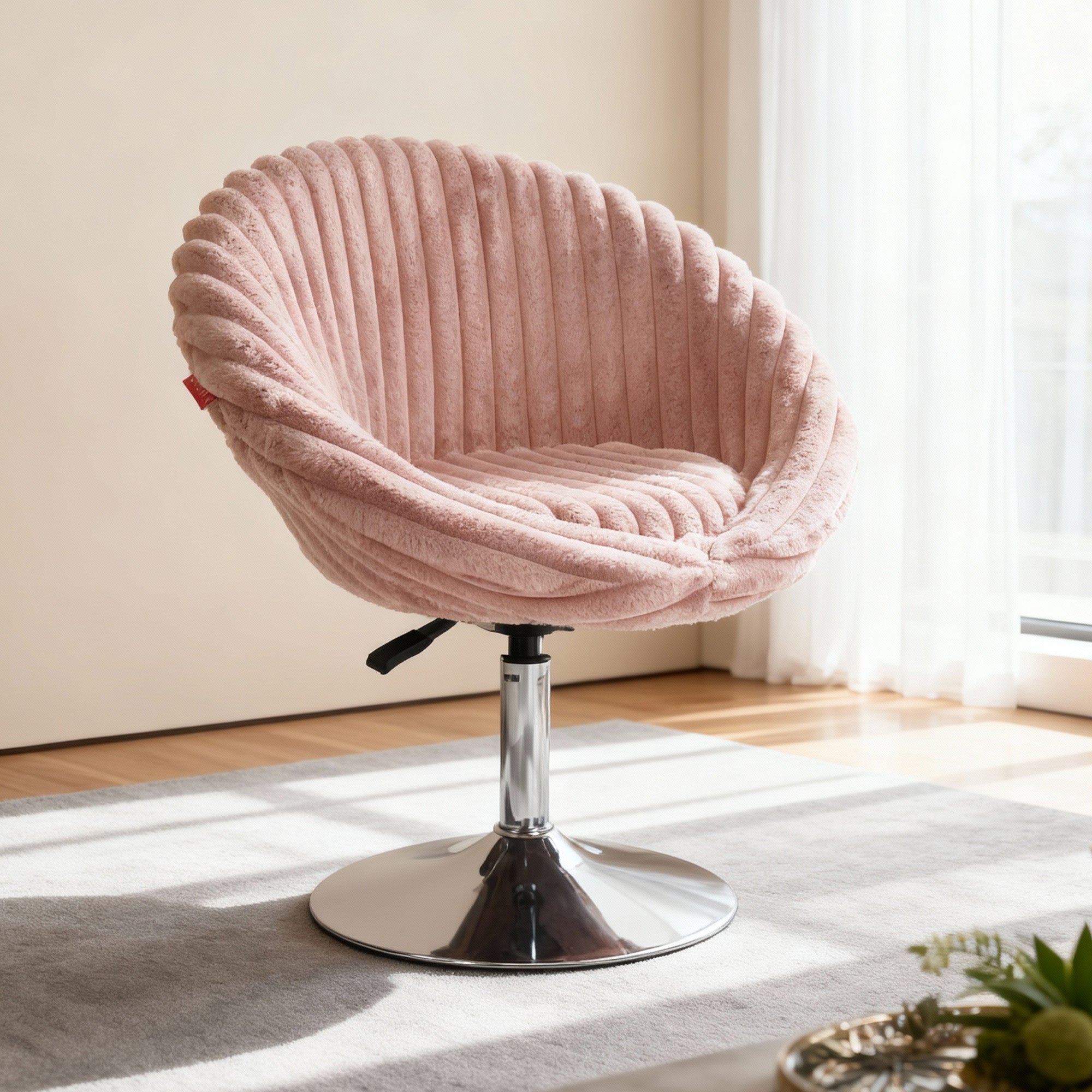 Bella Swivel Rabbit Fur Vanity Chair-Pink
It is placed in the bedroom or living room,being both beautiful and practical.