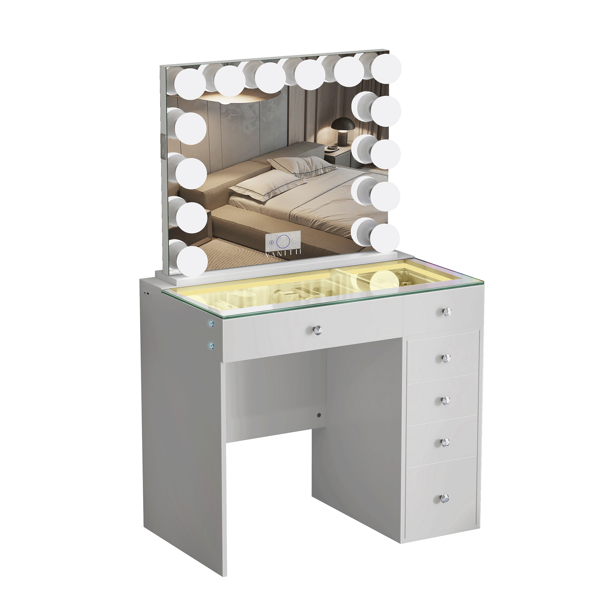 New Release ! Mini Diana -6 Storage Drawers Vanity Set with Mirror
