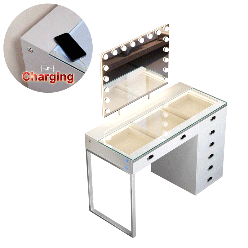 VANITII Chelsea Vanity Set with Hollywood Music Mirror