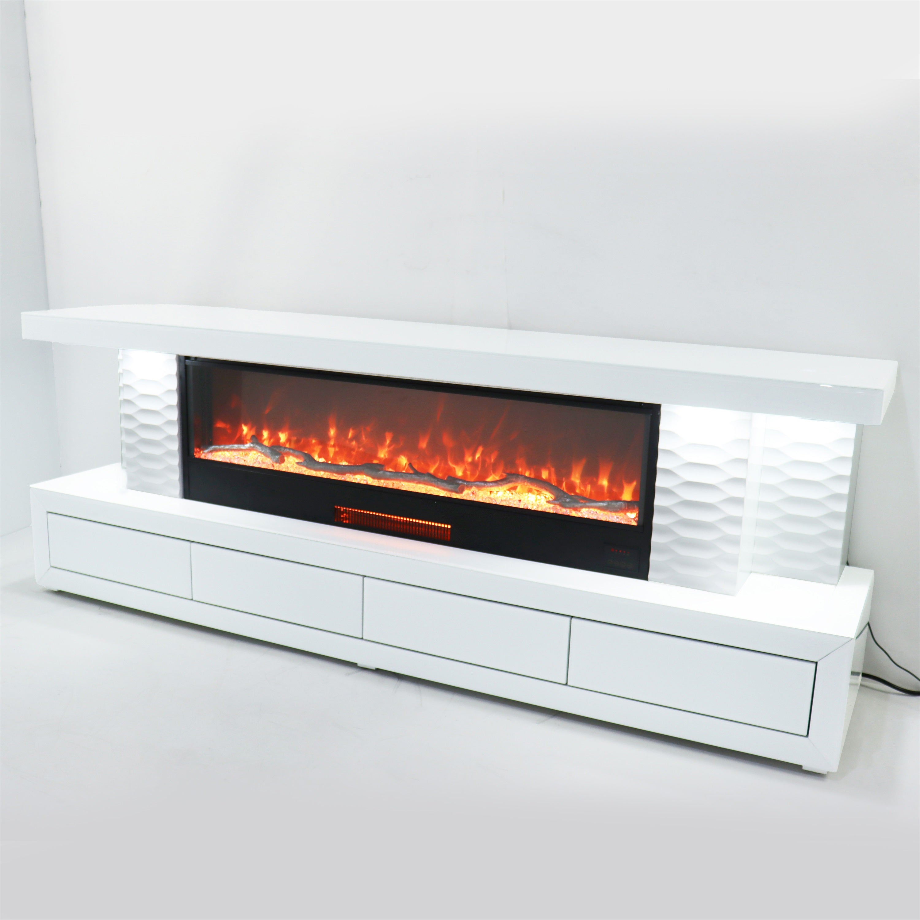 Fully Assembled 71" TV Stand LED Mirrored Fireplace