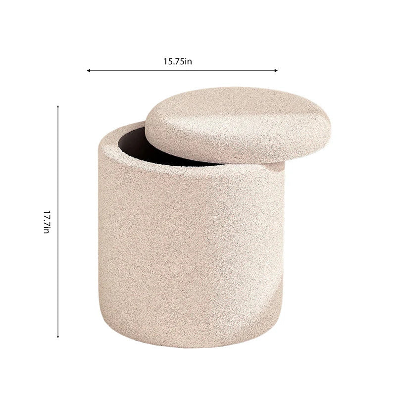 Size of VANITII White Lambswool Storage Stool