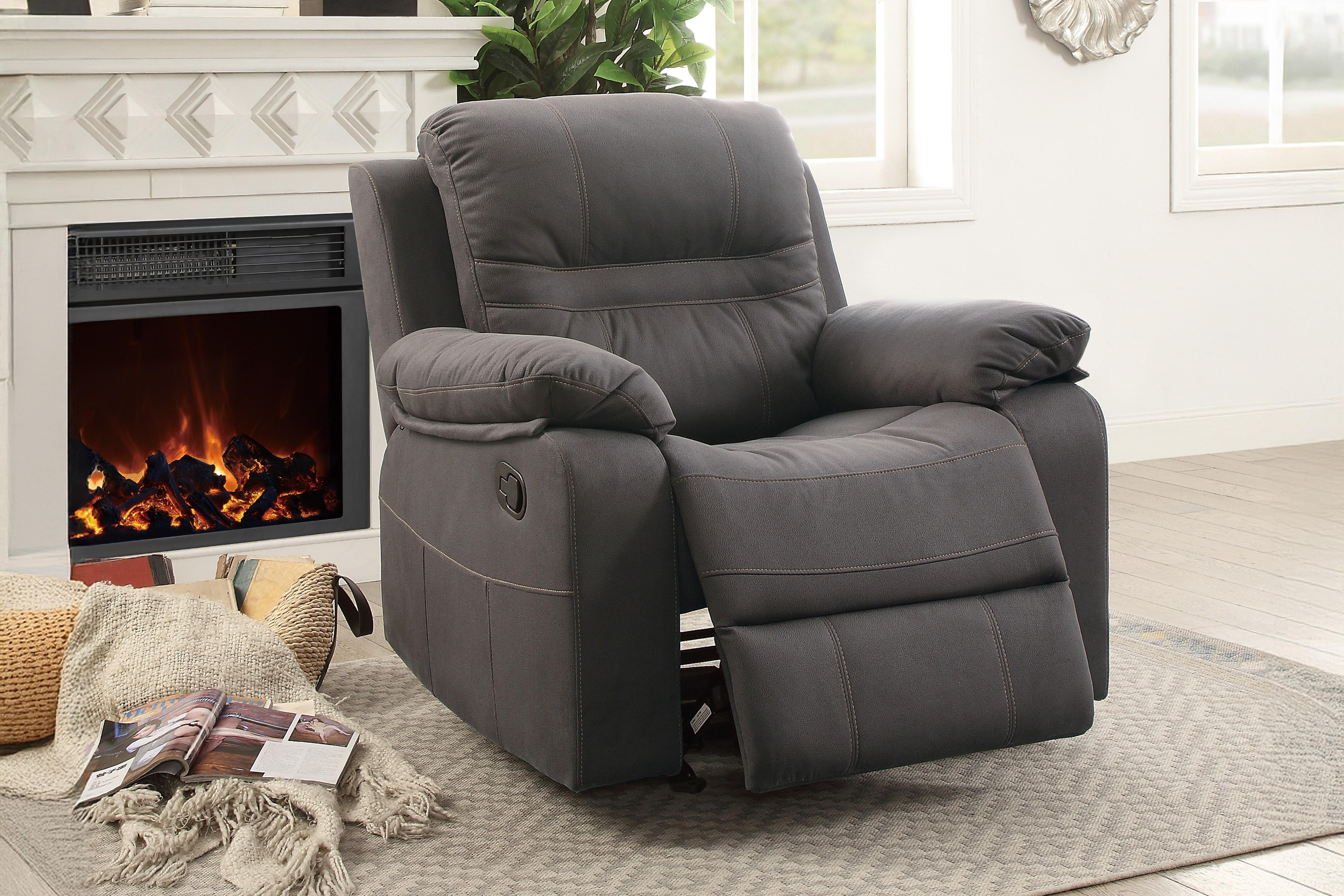 Bstfur Rocker Recliner/Handle/Leatherette/Slate Blue in Slate Blue