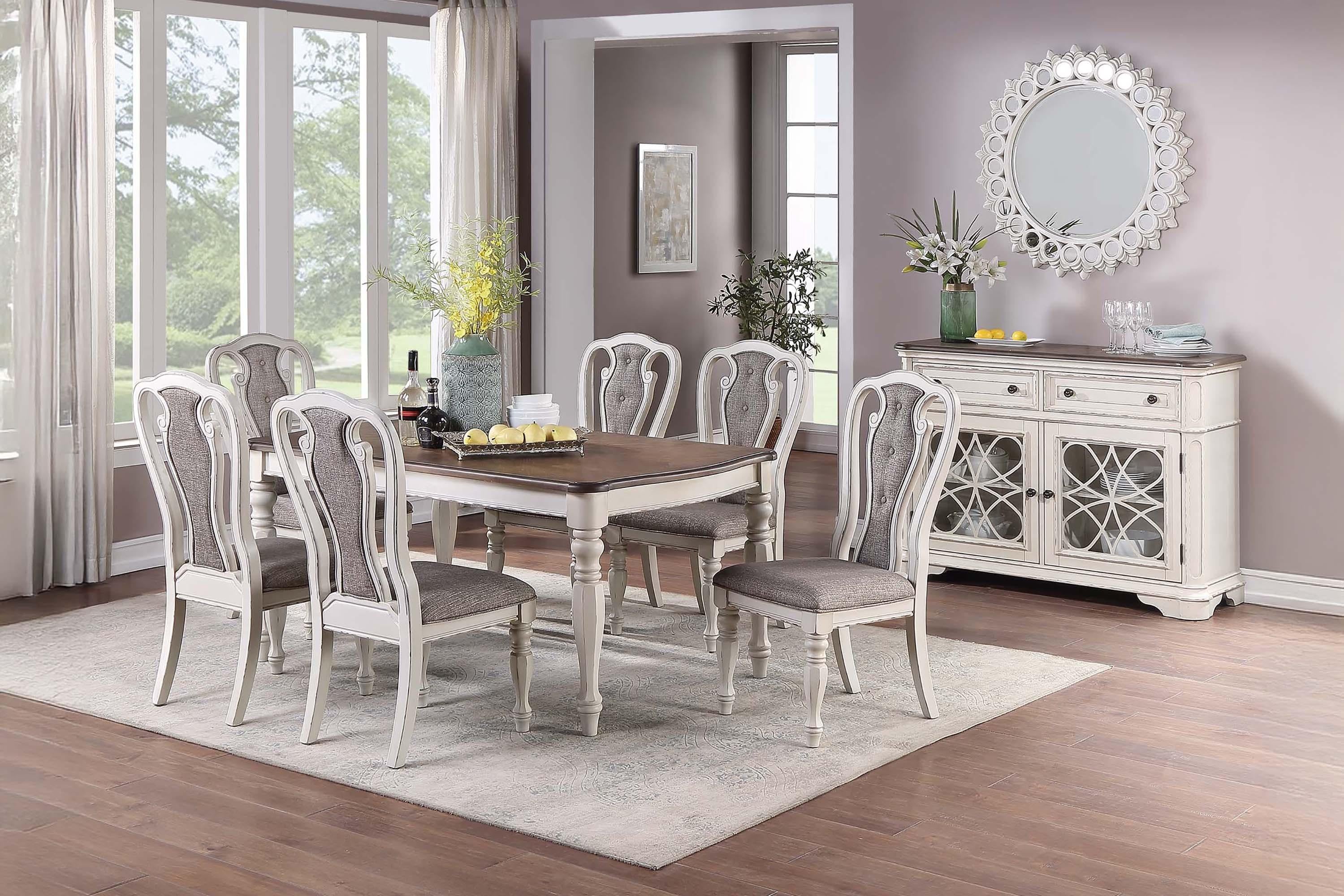 Sfvnco Dining Table in Antique White +Oak