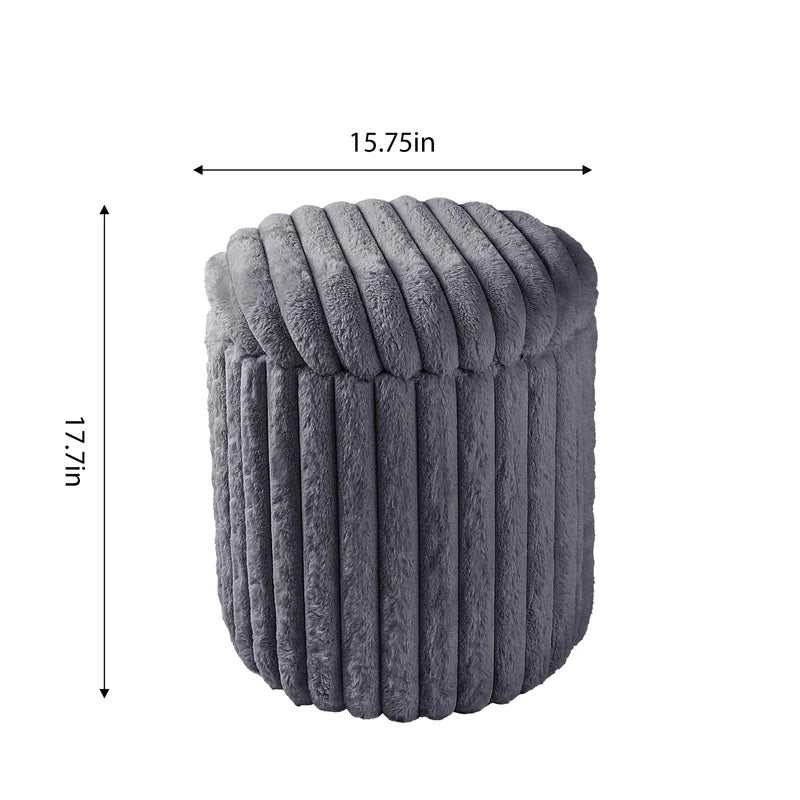 Size of VANITII Rabbit Fur Storage Stool