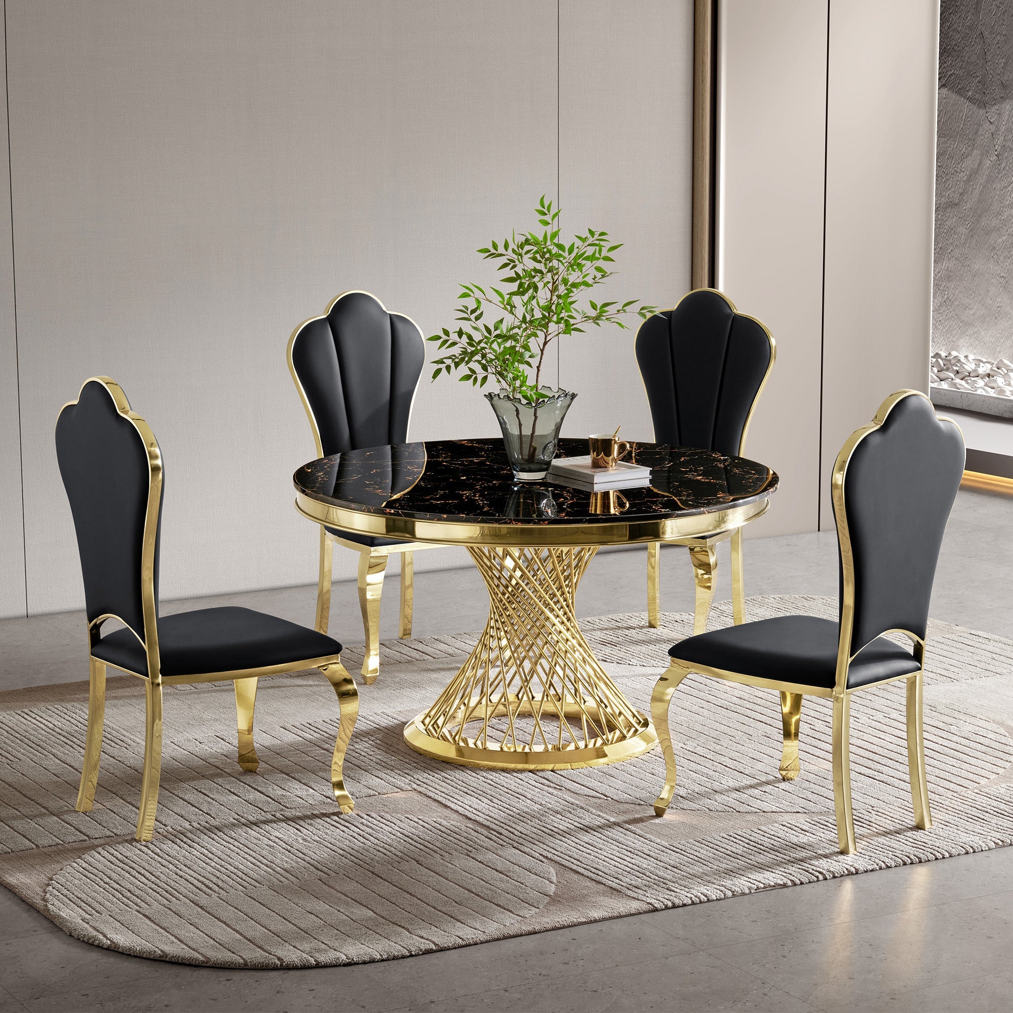 Durable Dining Table with Marble Top