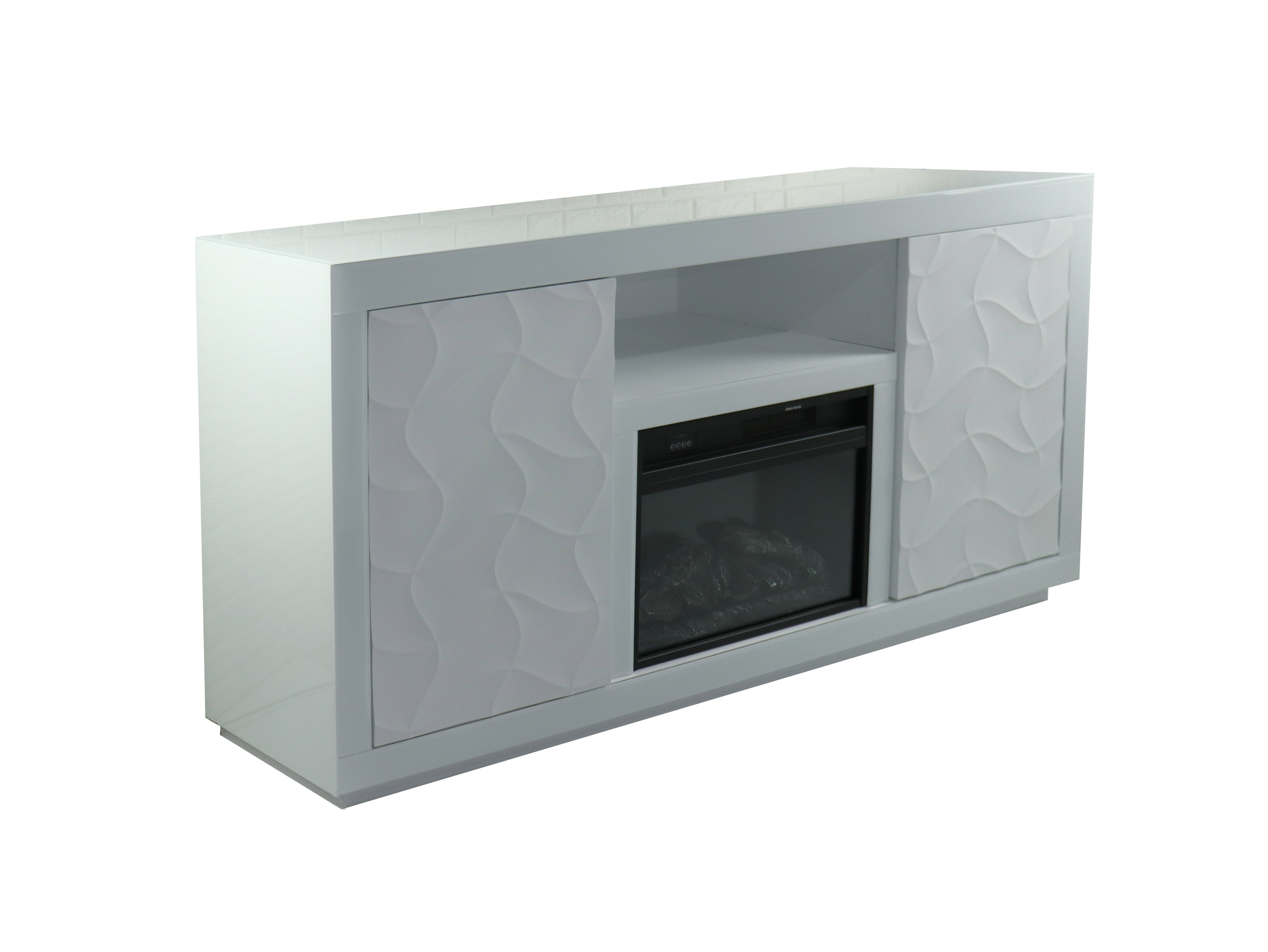 Fully Assembled 71" Timeless White Electric Fireplace