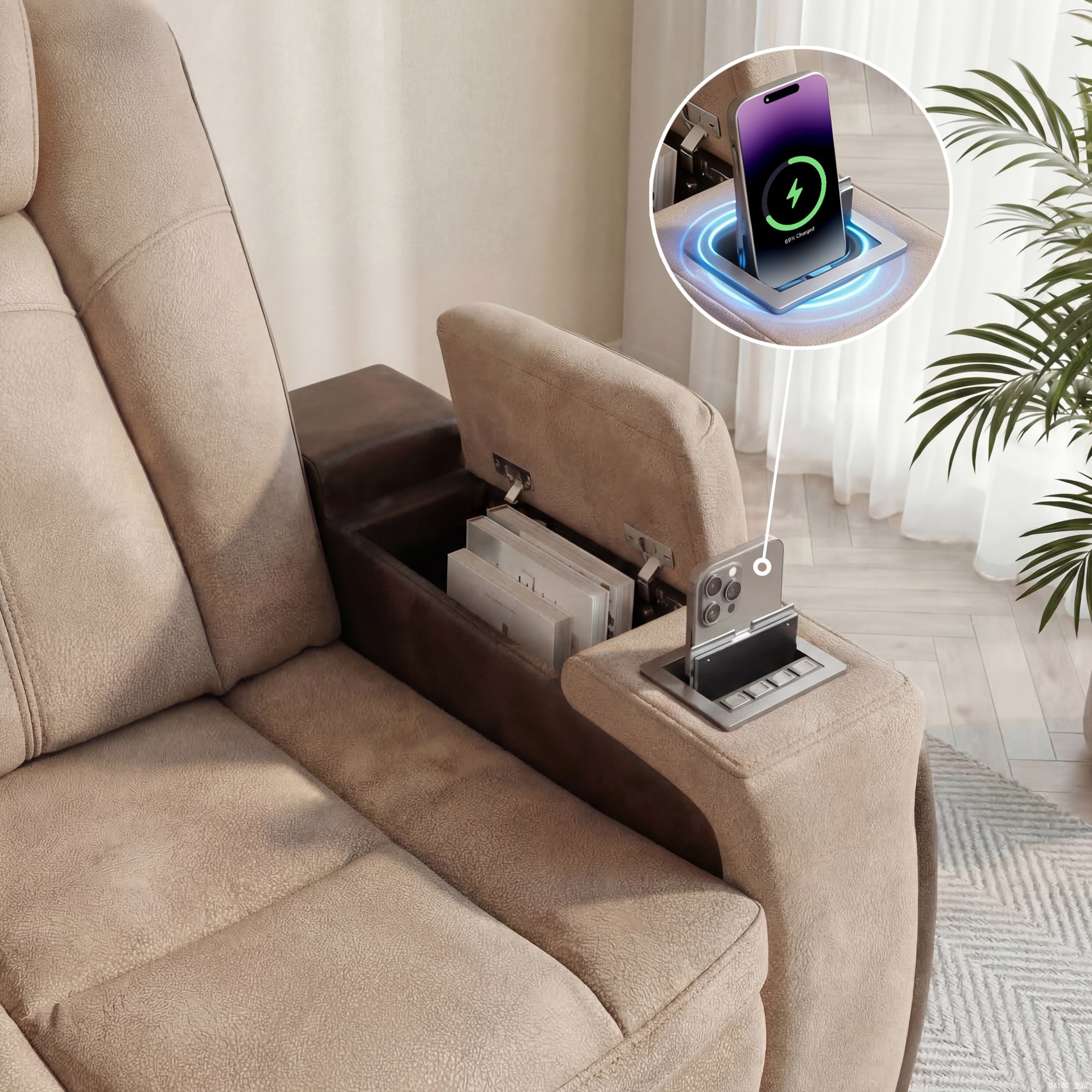 Charlie Modern Brown Power Recliner Loveseat