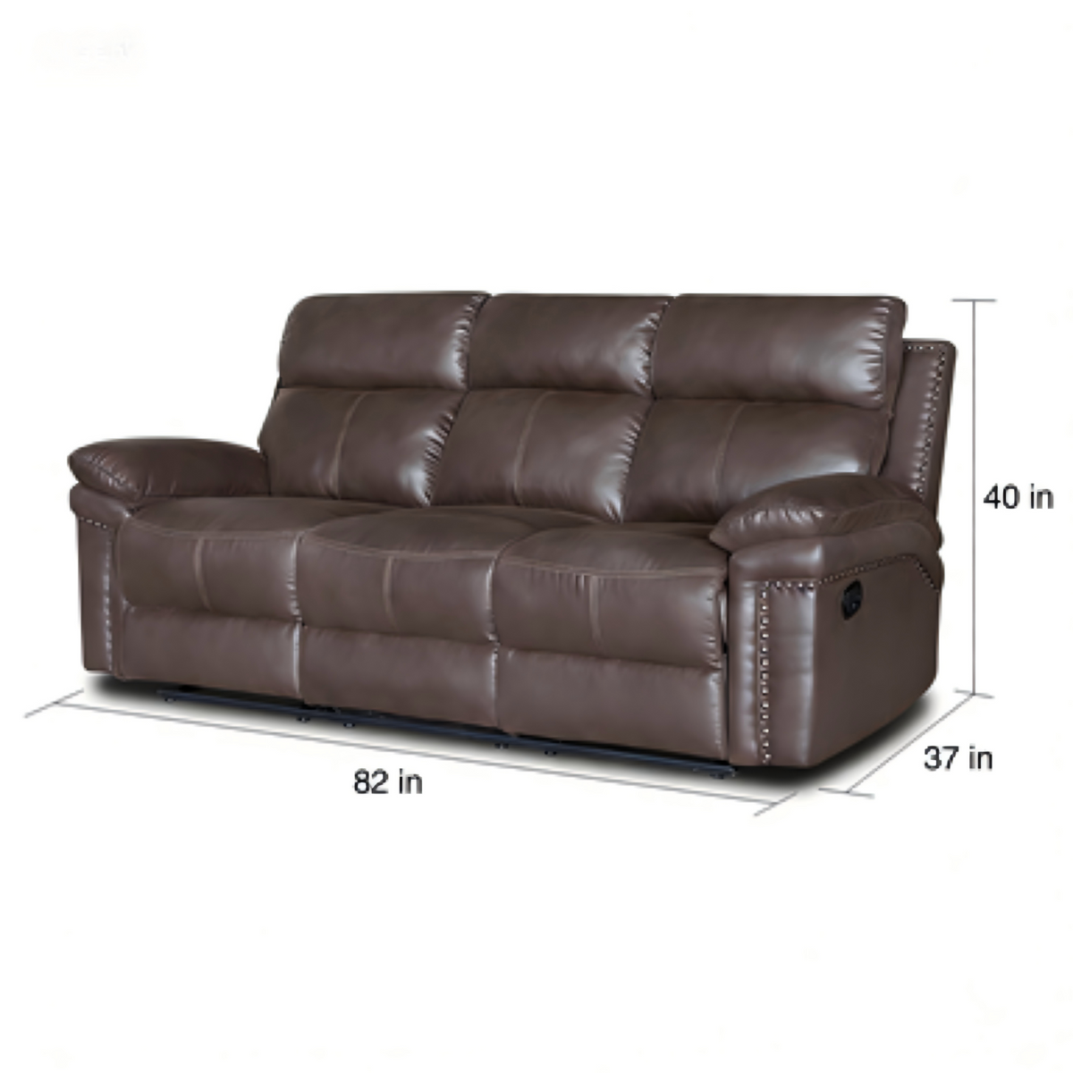 Bison Power Recliner & 3-Seater Sofa with Armrests and Storage, Breathable Leather, Home Theater Seating