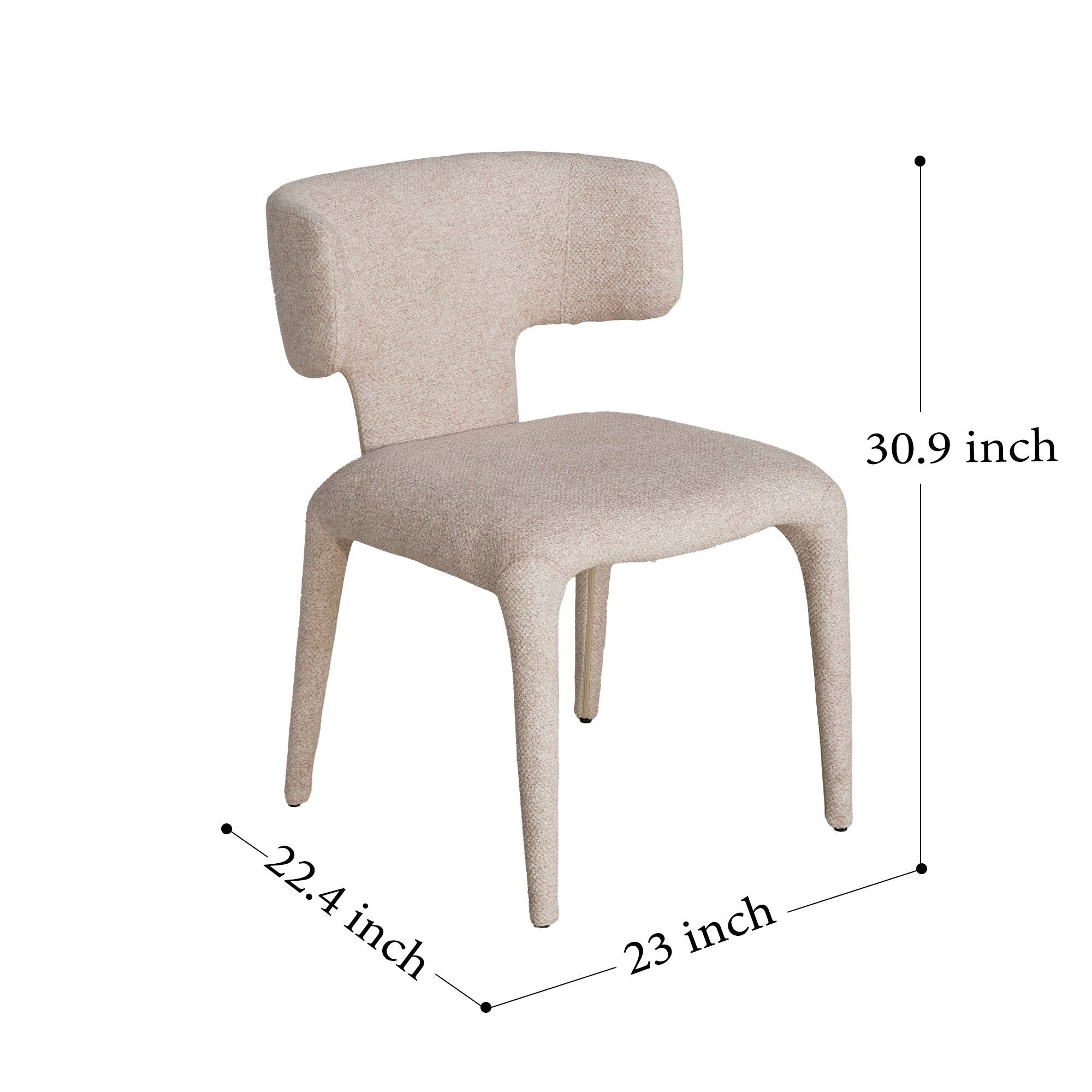 Contemporary Dining Chair - Fabric-Wrapped Legs & Curved Back Design