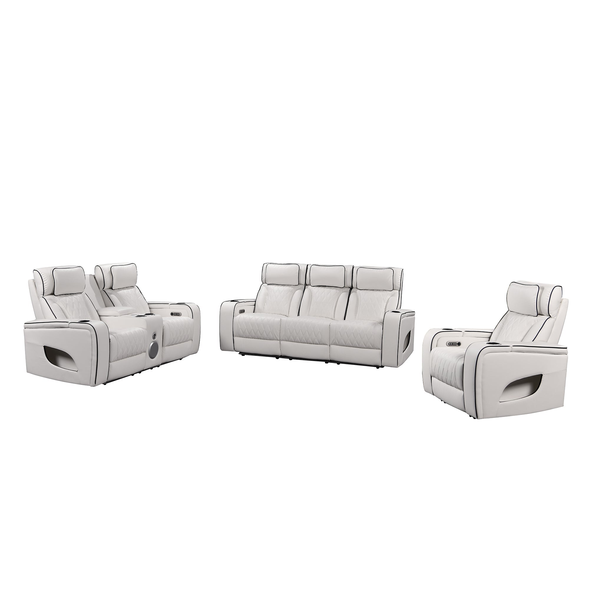Jessie Luxury White Power Recliner Sofa Set