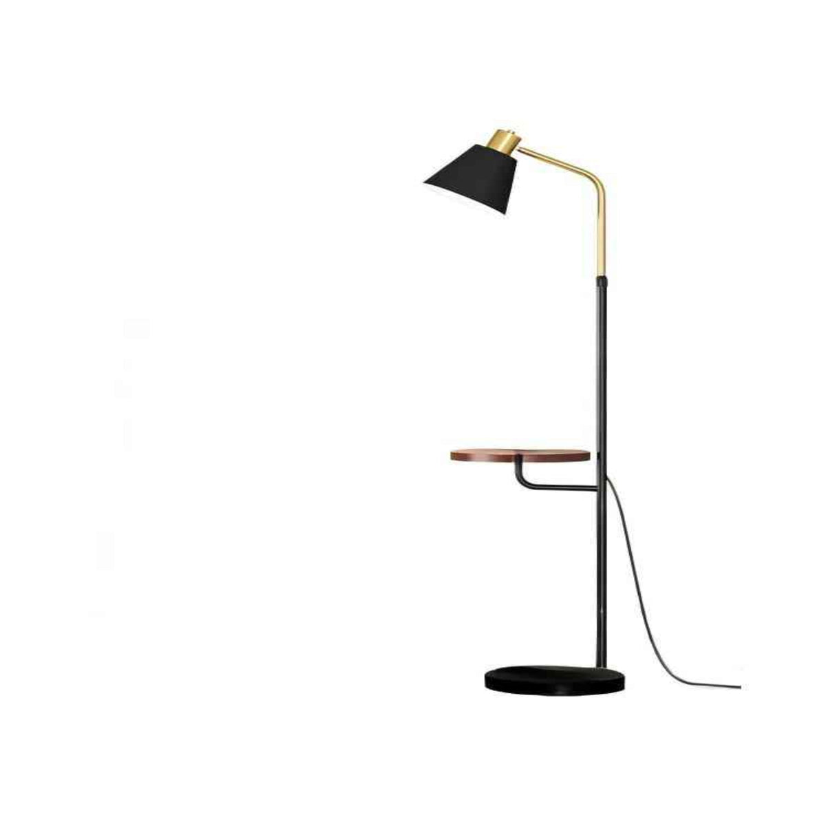 Dimmable Floor Lamp with Side Table｜Black Walnut 3-Level Dimming
