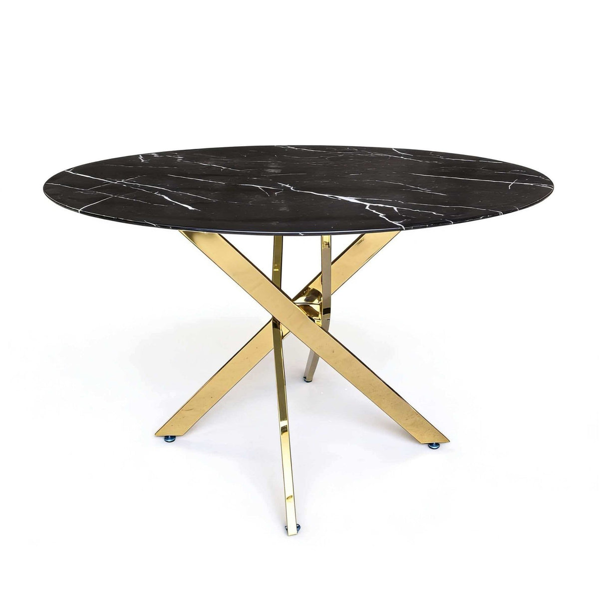 Round Dining Table Glass with Marble look Finish