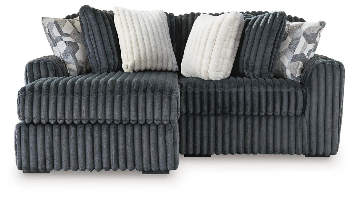 Midnight-Madness Sectional with Chaise - Gunmetal