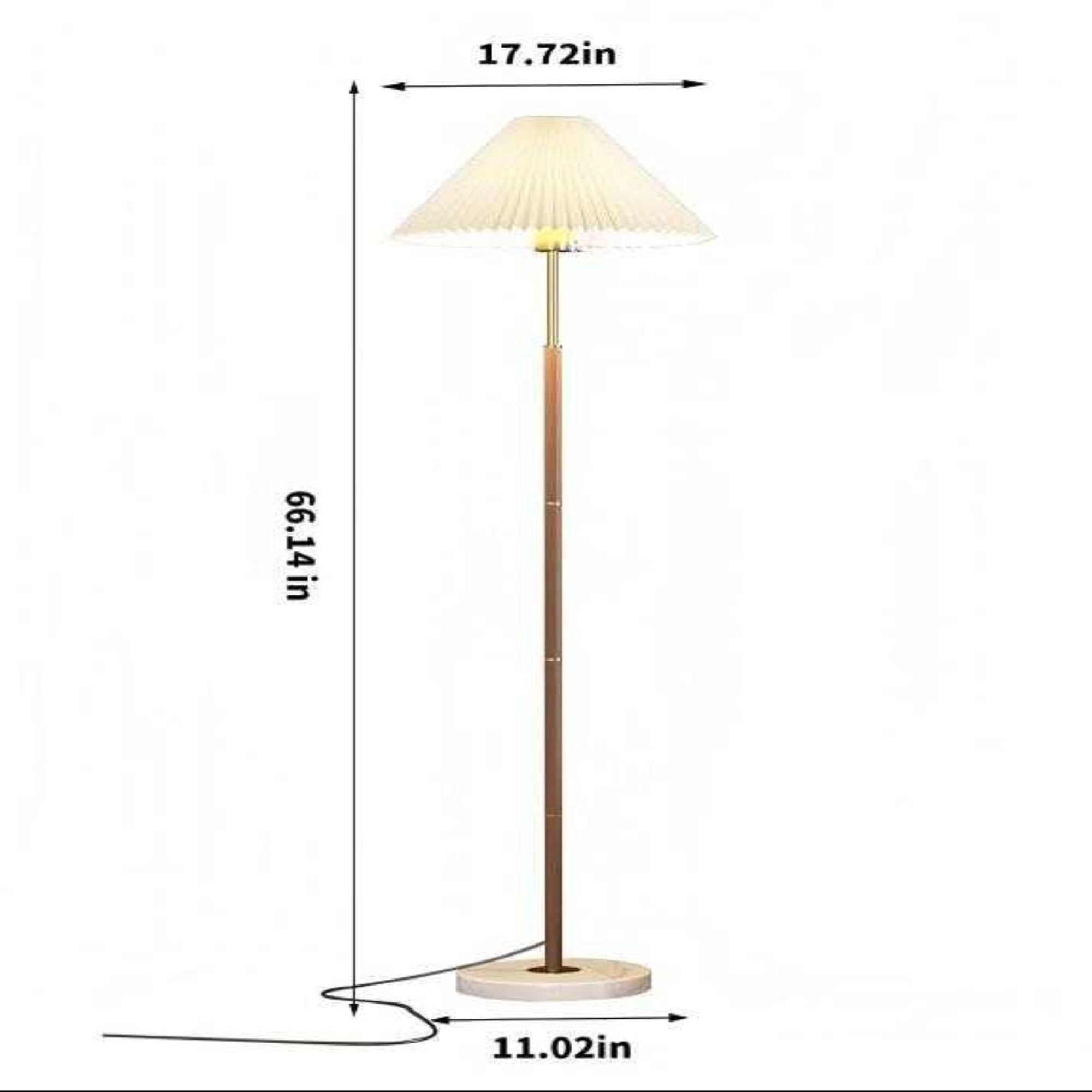 Wood & Gold Pleated Floor Lamp – retro-chic standing light, fits modern or mid-century spaces