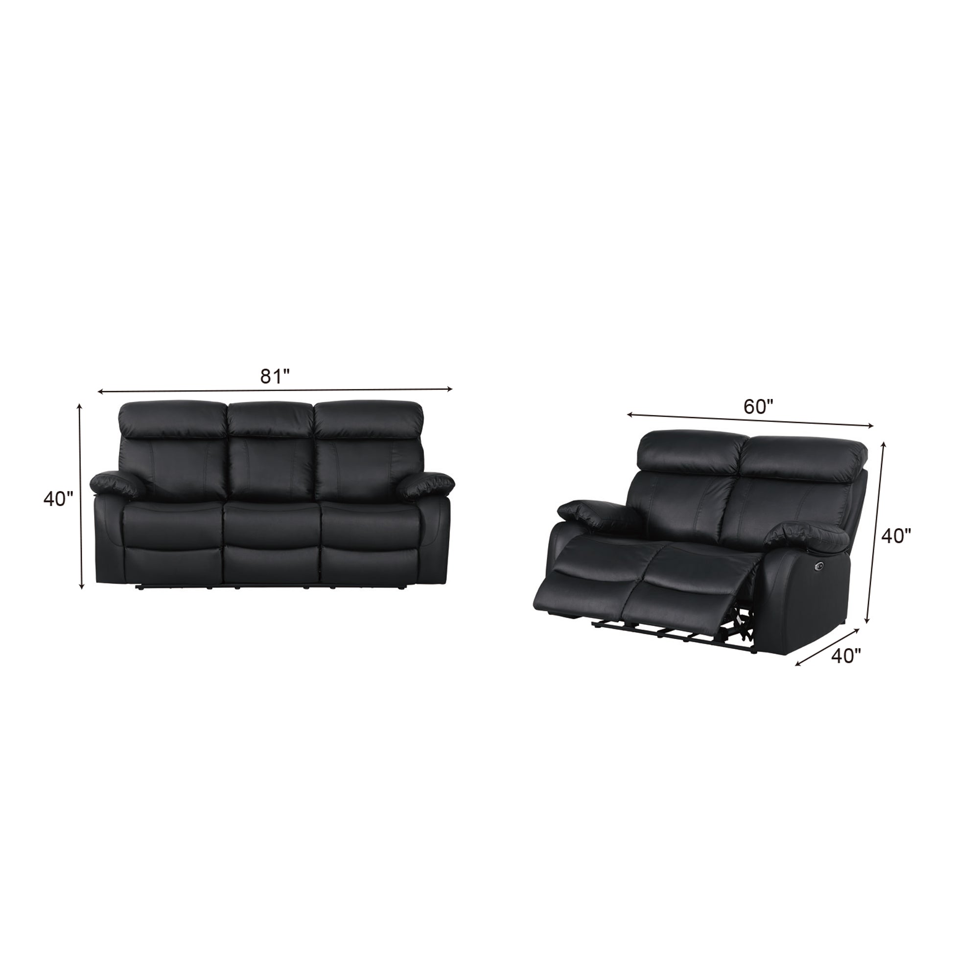 Power Recliner Loveseat MR2041W Black