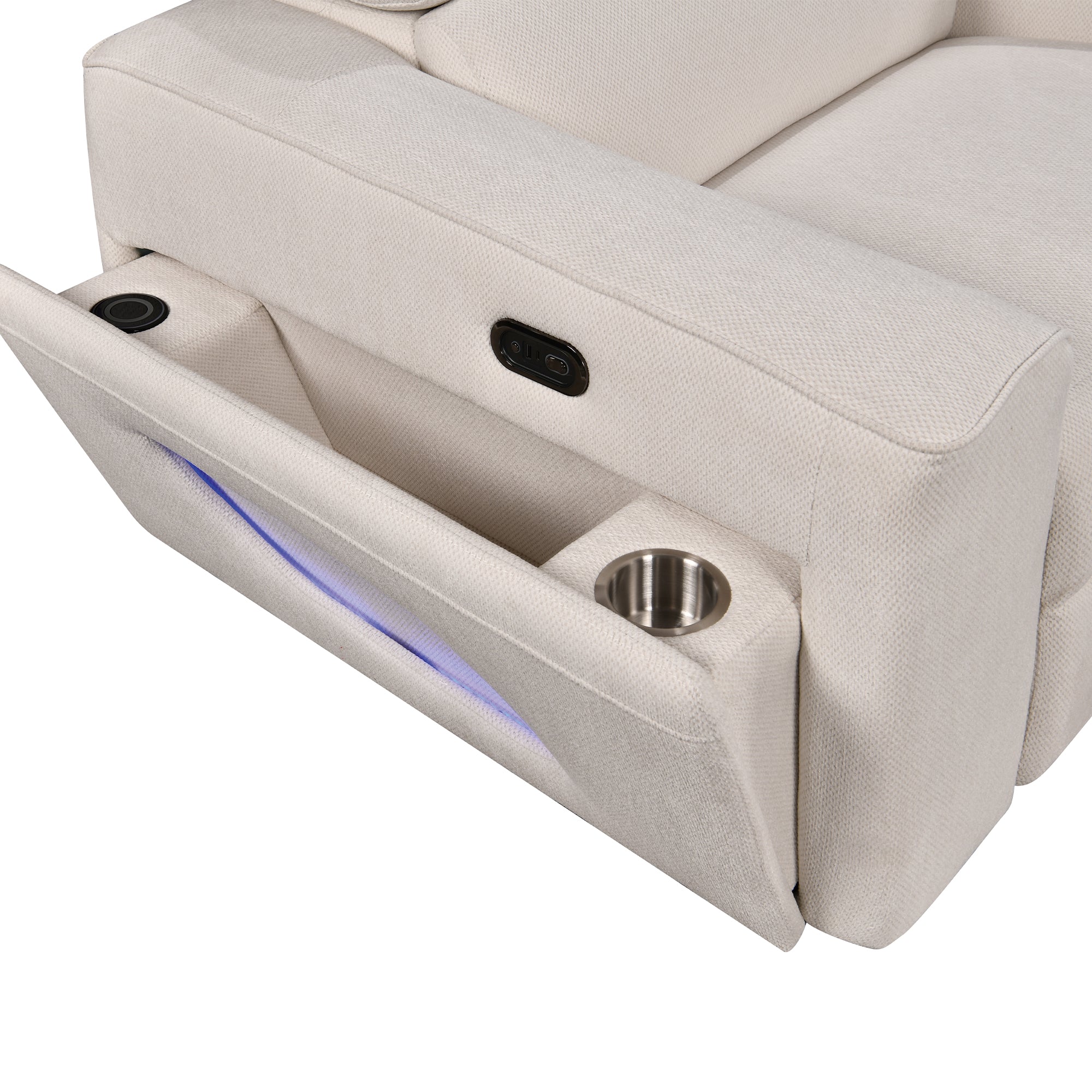 Power Recliner Fabric Sectional  MC3028 White