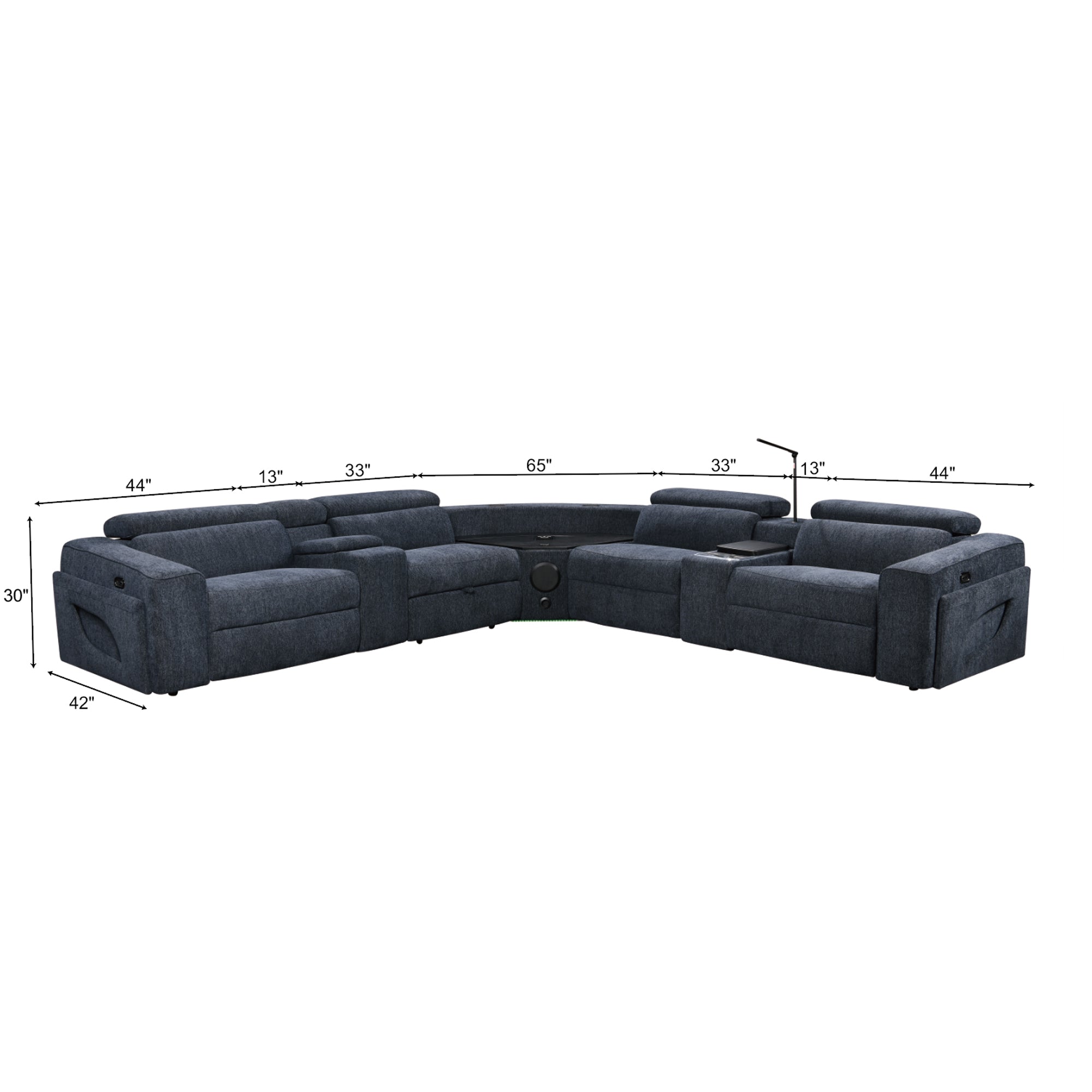 Power Recliner Fabric Sectional MC3028 Blue