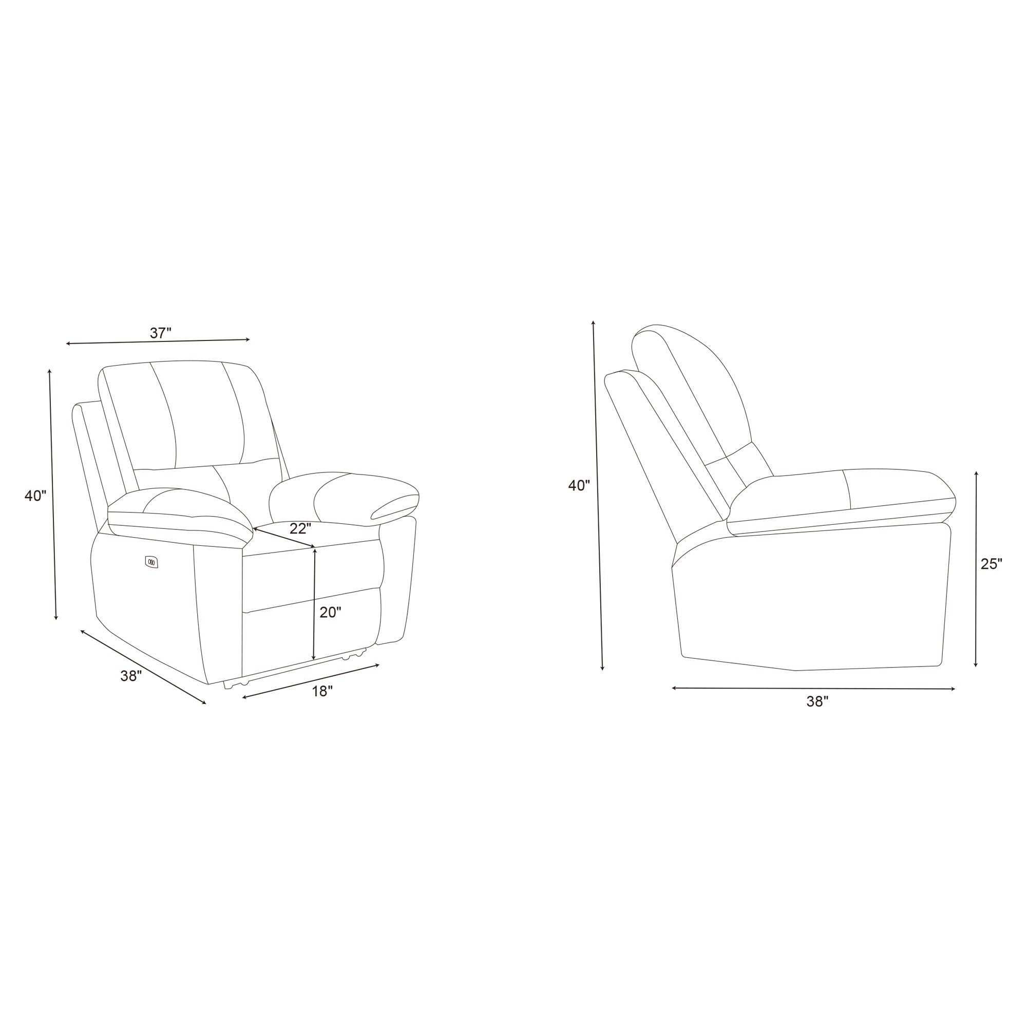 Power Recliner Chair MR2775A Brown